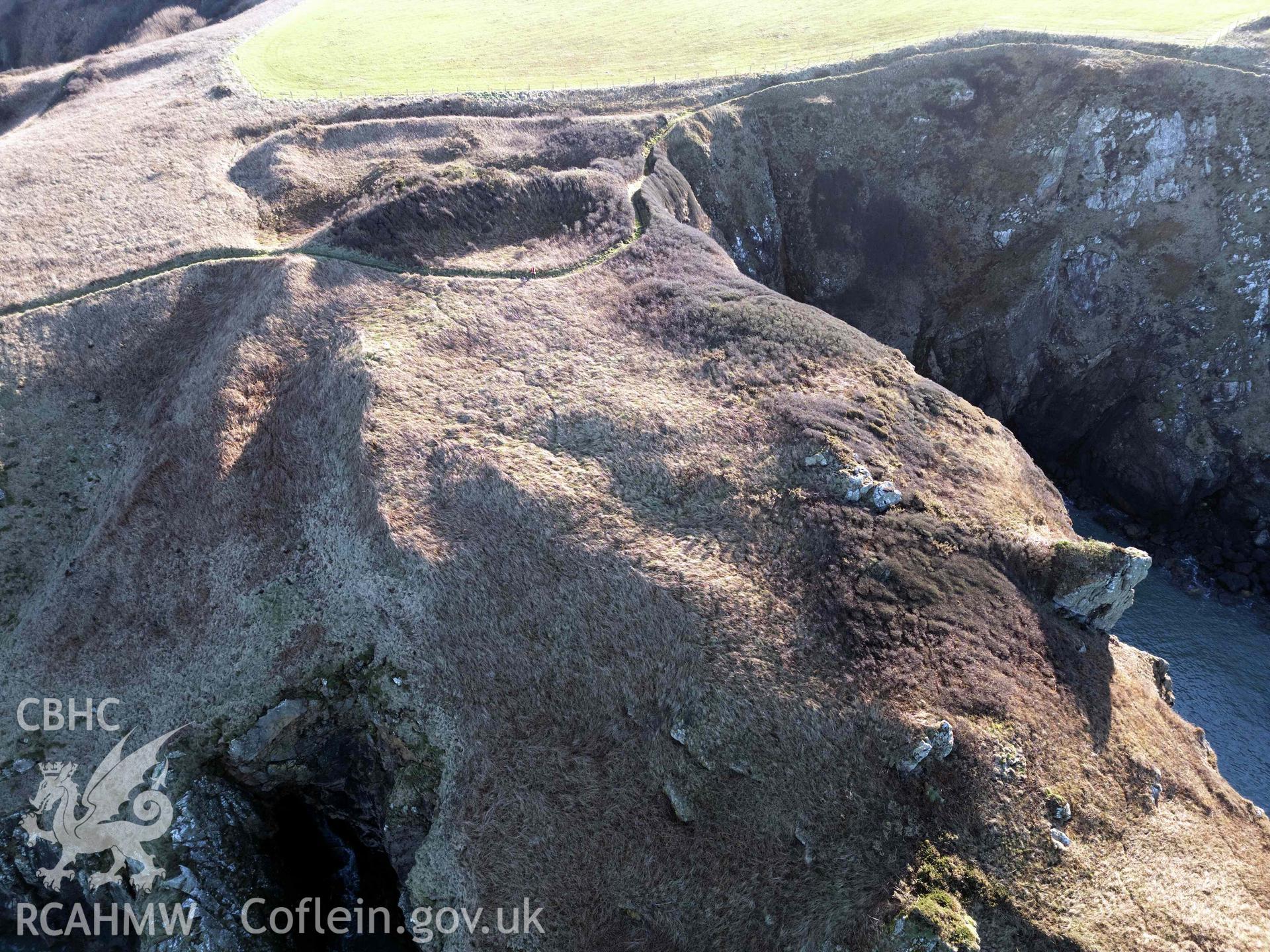 Howney Stone Rath; Mini 3 drone photograph from north showing house platforms