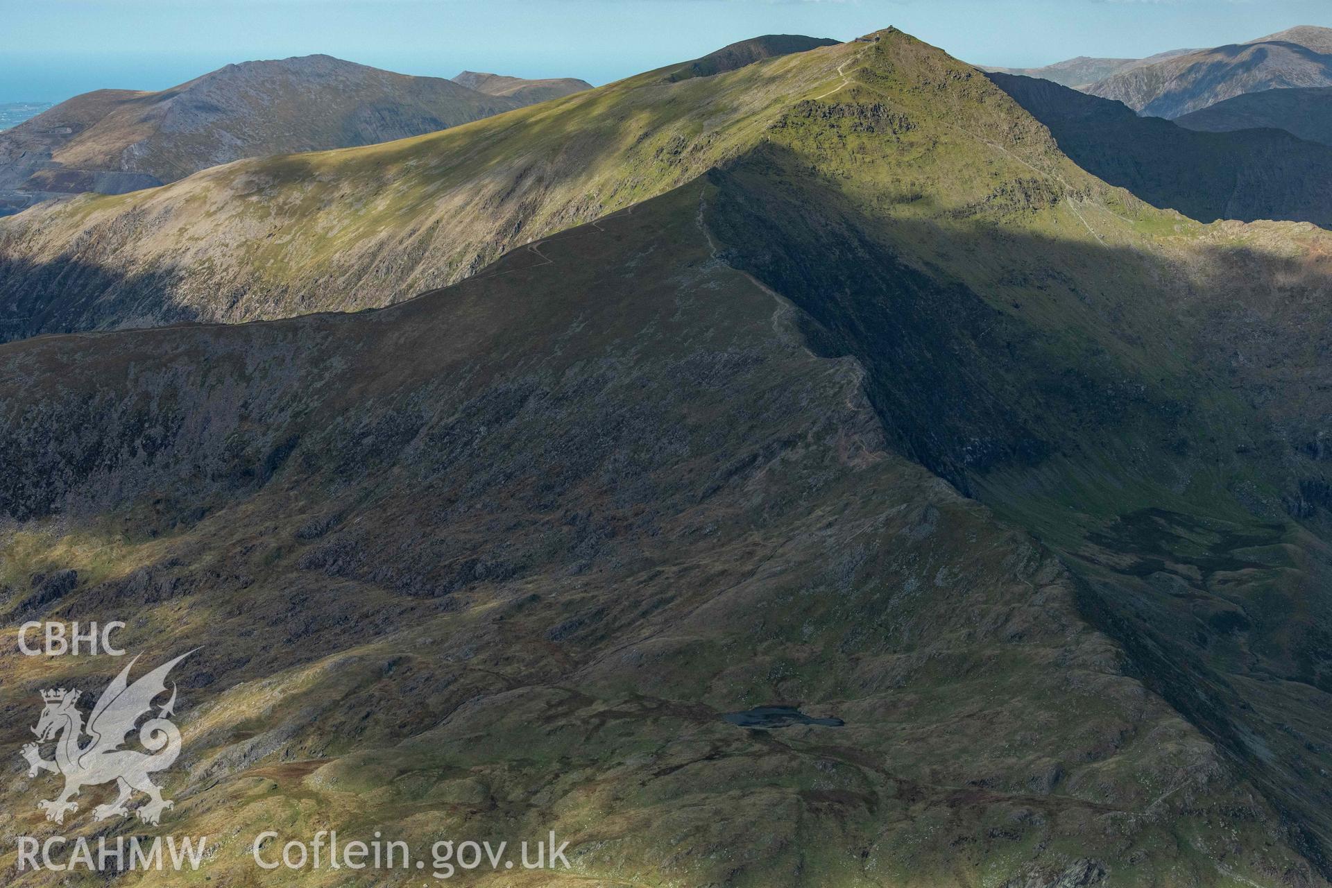 Snowdon/Y Wyddfa, path on Llechog, looking north-east towards summit