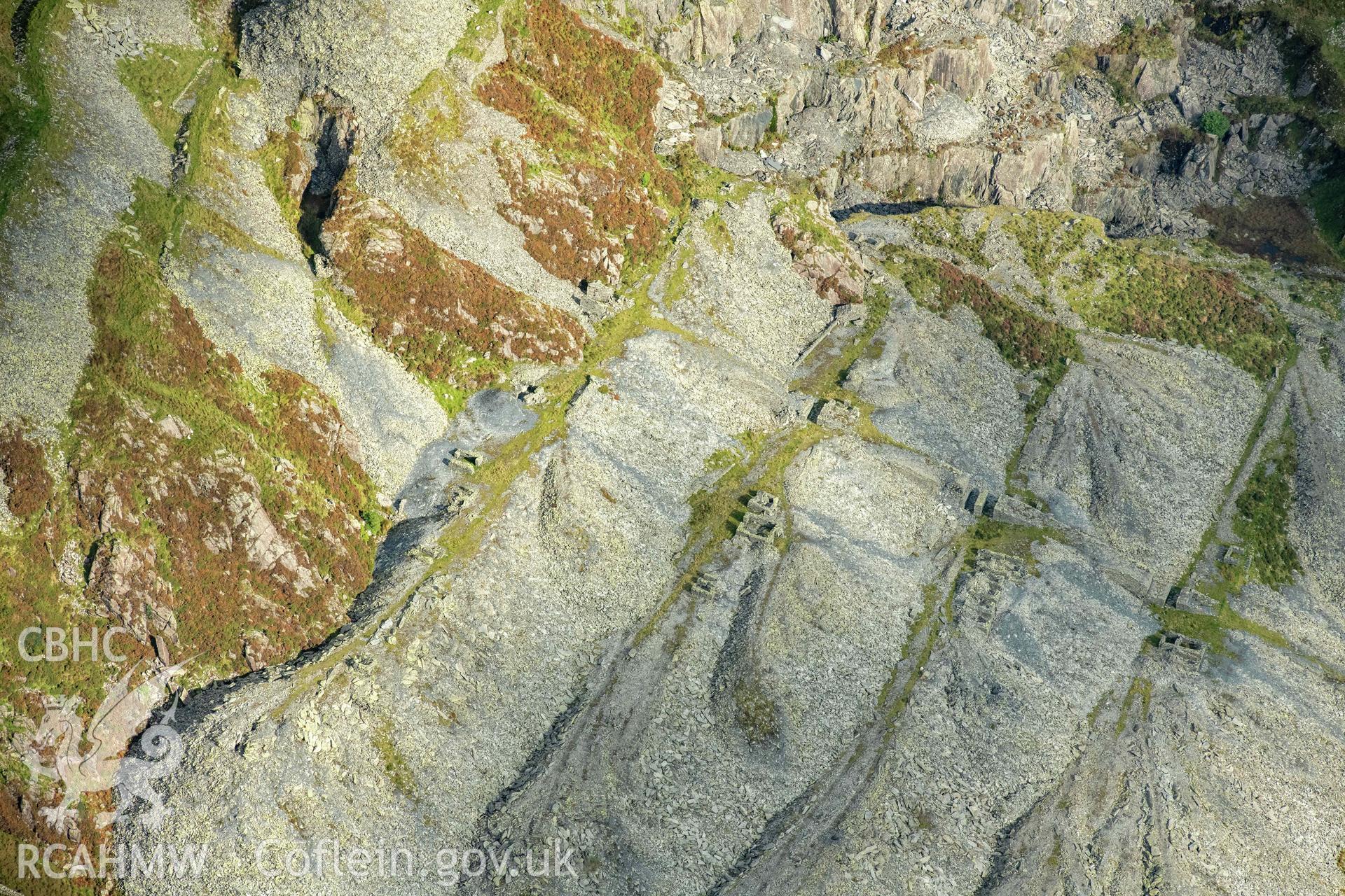 Gorseddau Slate Quarry, detail of slate tips