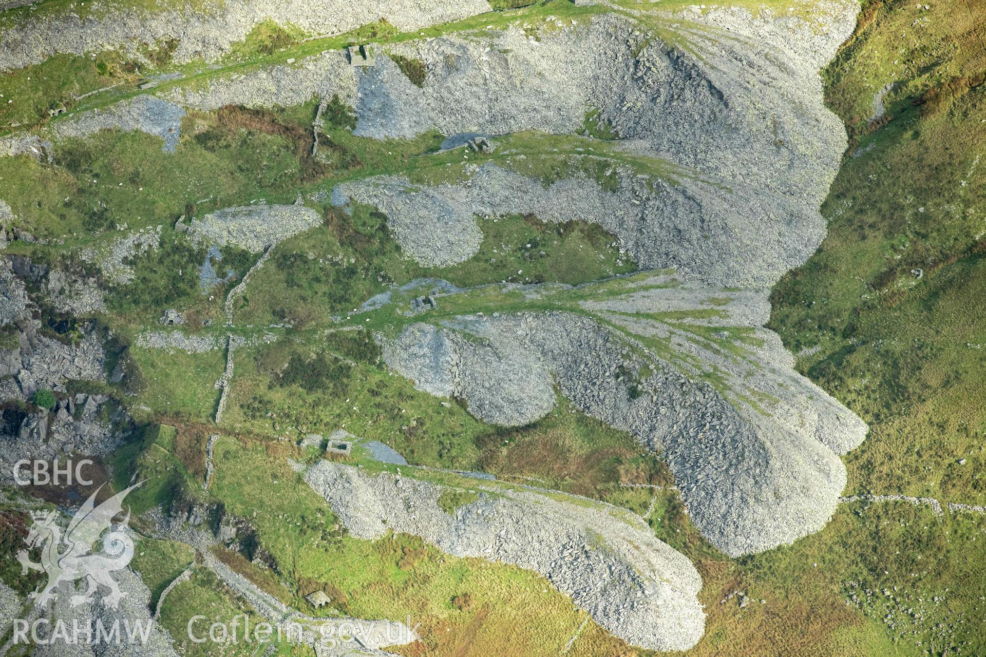 Gorseddau Slate Quarry, detail of slate tips