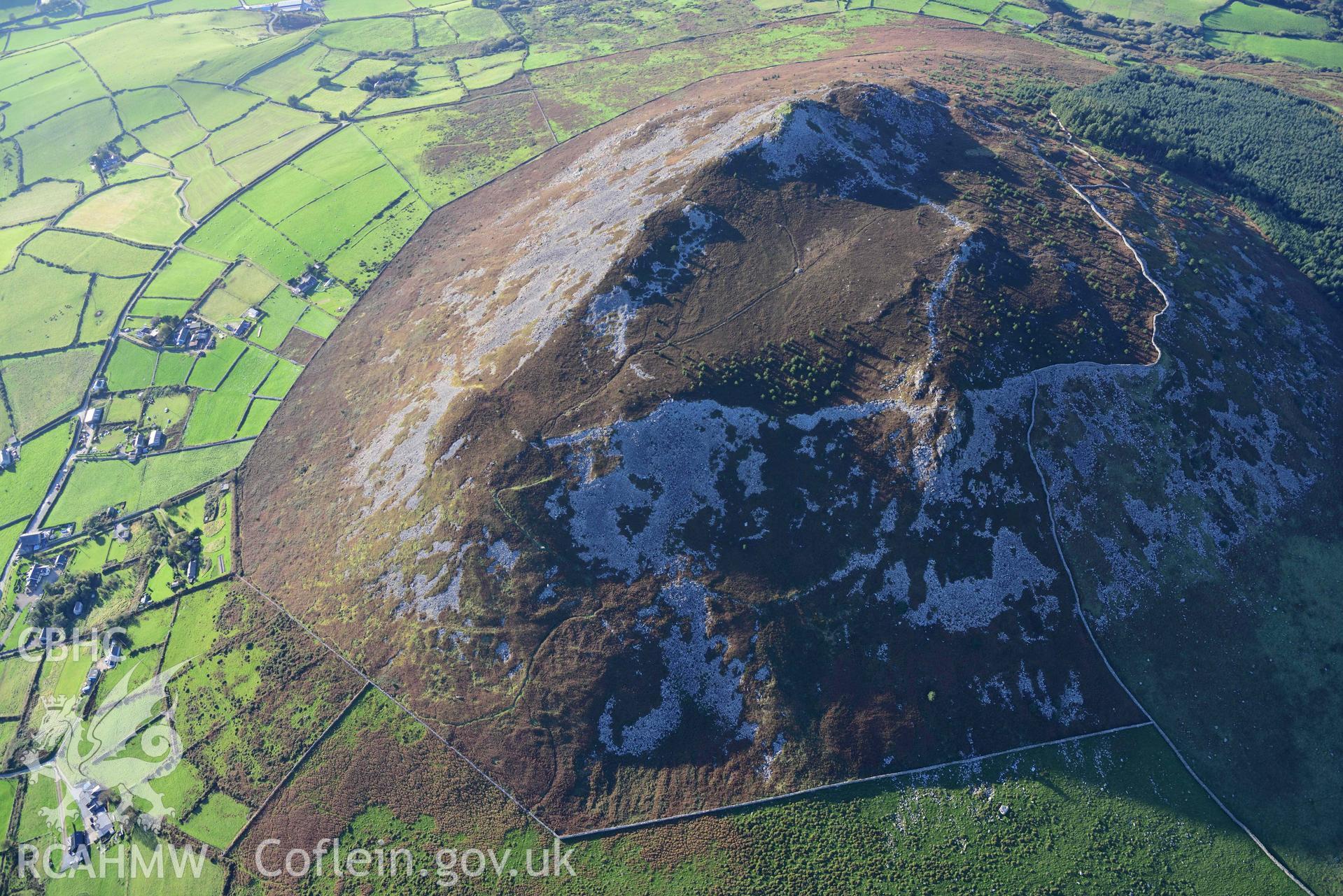 Carn Fadryn hillfort, in evening sunlight