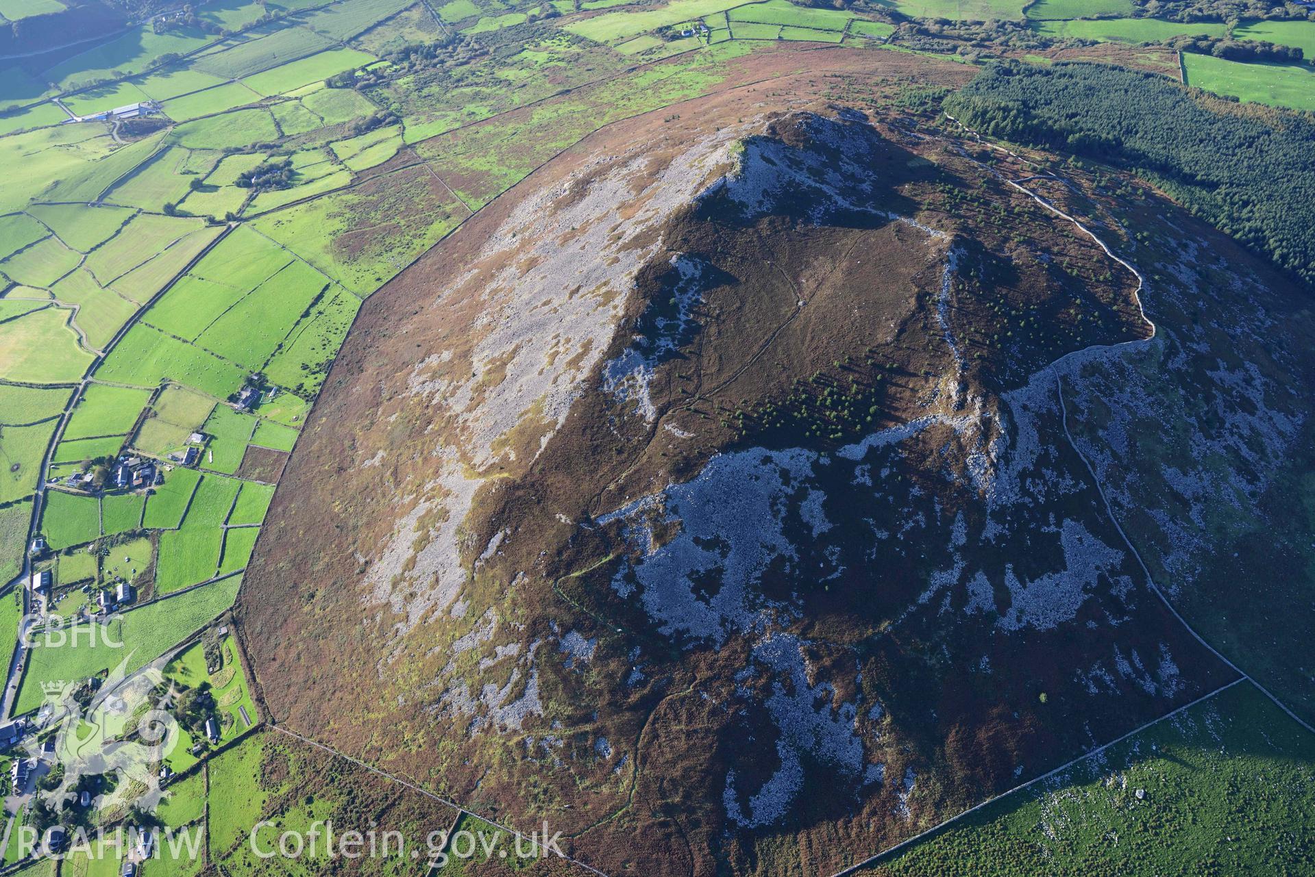 Carn Fadryn hillfort, in evening sunlight