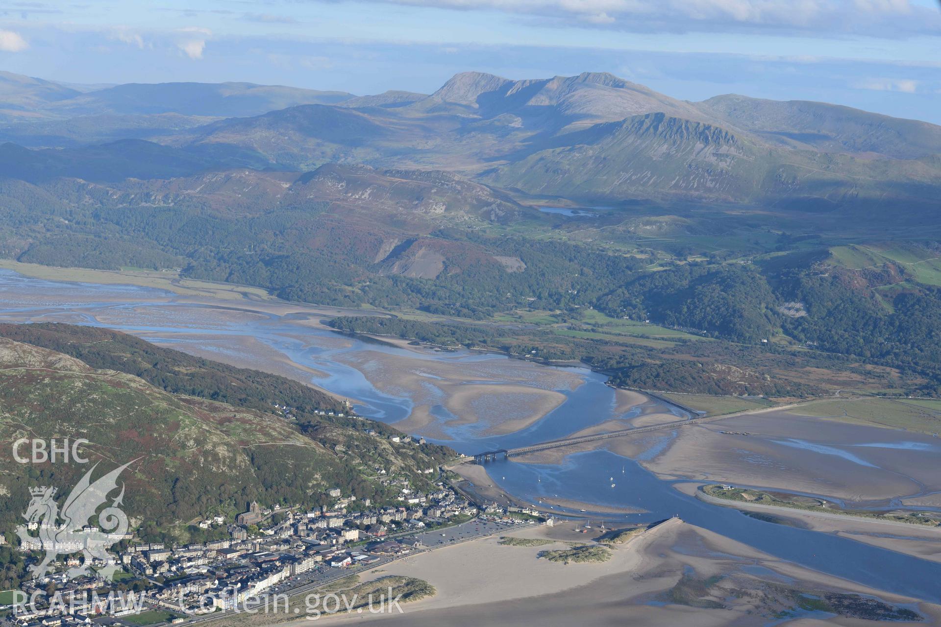 Barmouth town, with the Mawddach estuary and Cader Idris beyond