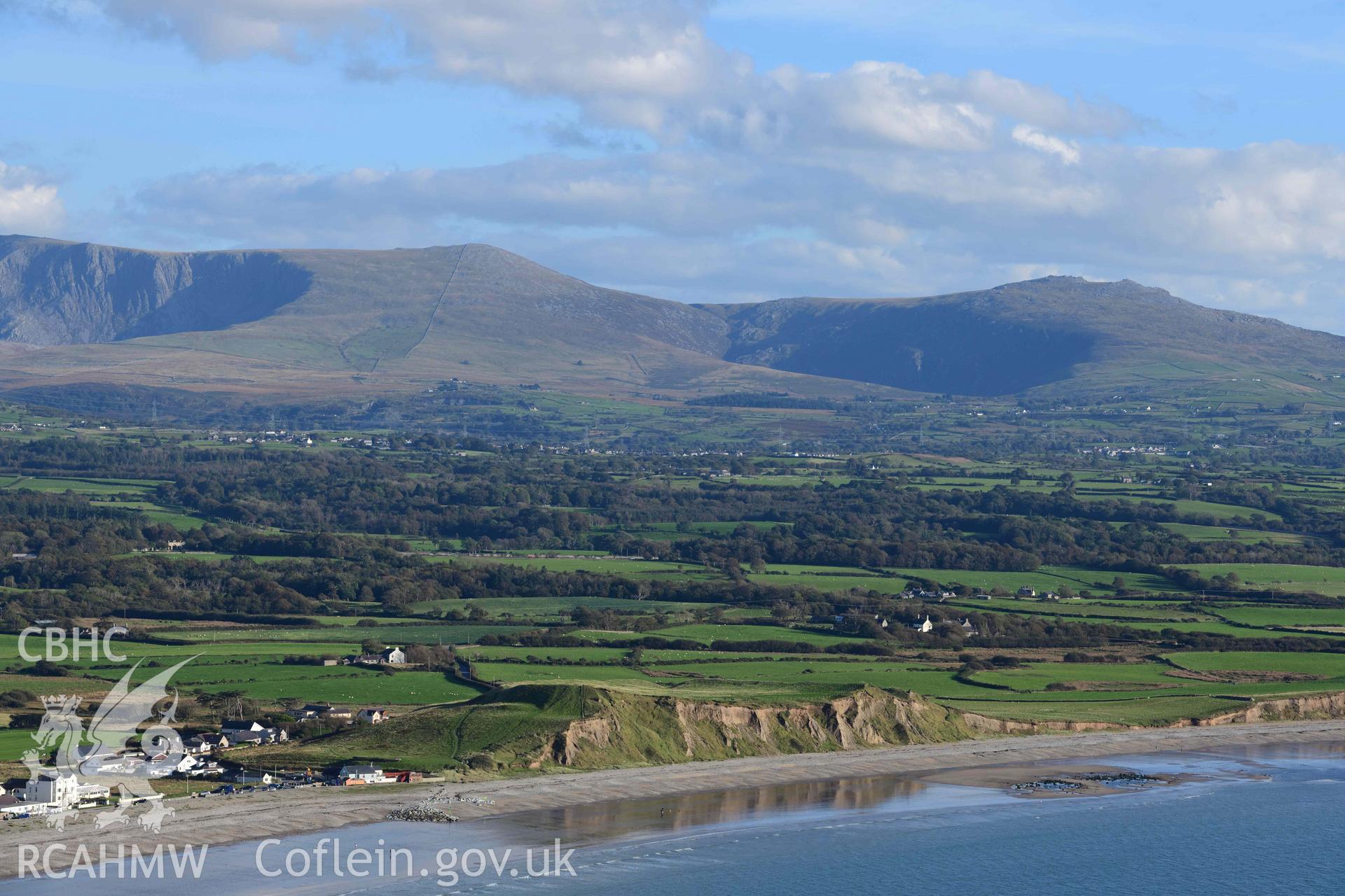 Dinas Dinlle hillfort, with foreshore reflections, view from NW