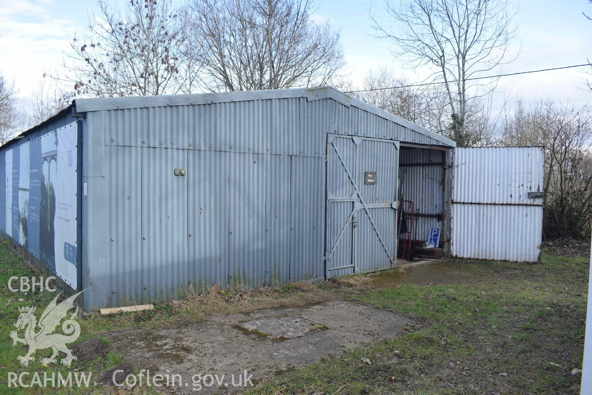 Photograph from a Historic Building Recording of Trevor Basin Corrugated Shed, carried out by Clwyd-Powys Archaeological Trust in 2022. Project no. 2678.