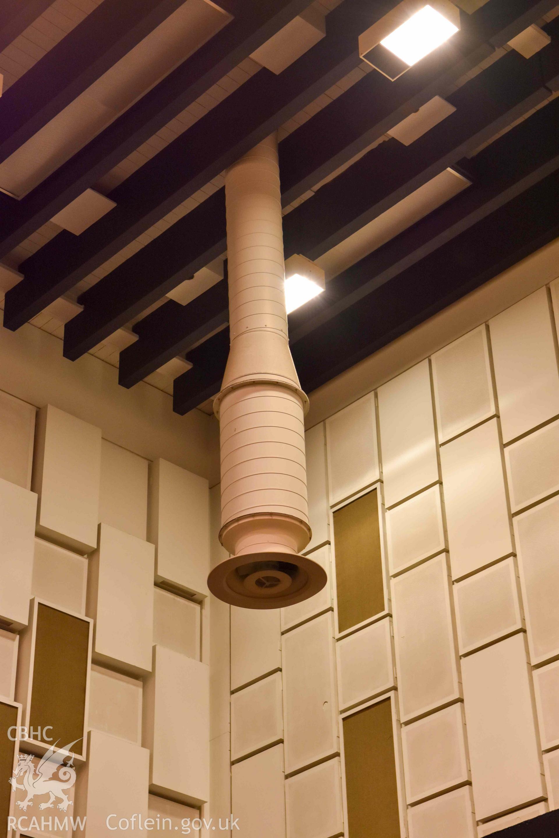 BBC Broadcasting House - Interior, Radio Studio 1: Detailed view of an overhead hanging vent, taken from South-West