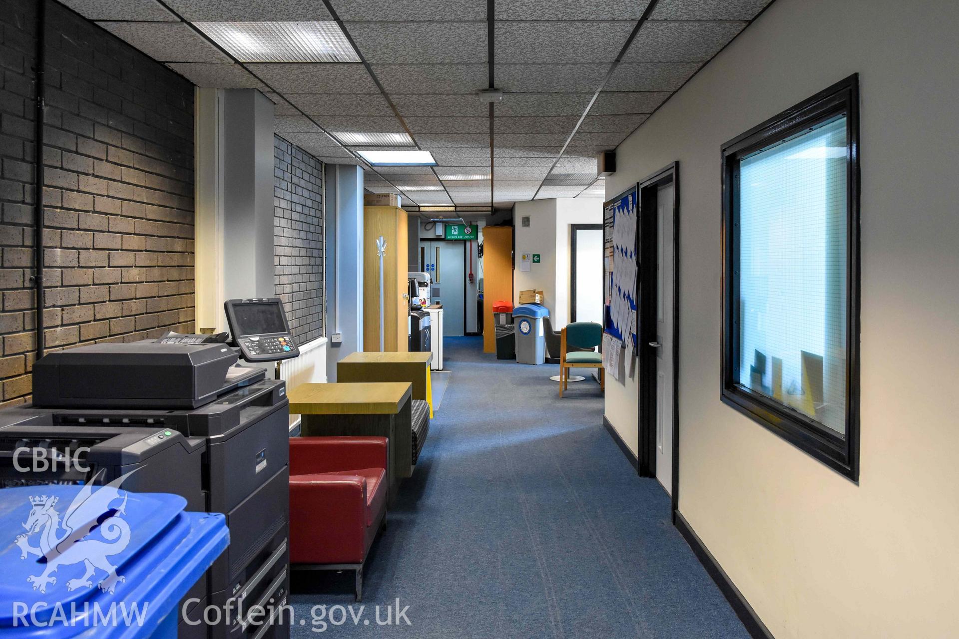 BBC Broadcasting House - Interior, Technology Office: View of a hallway, taken from East