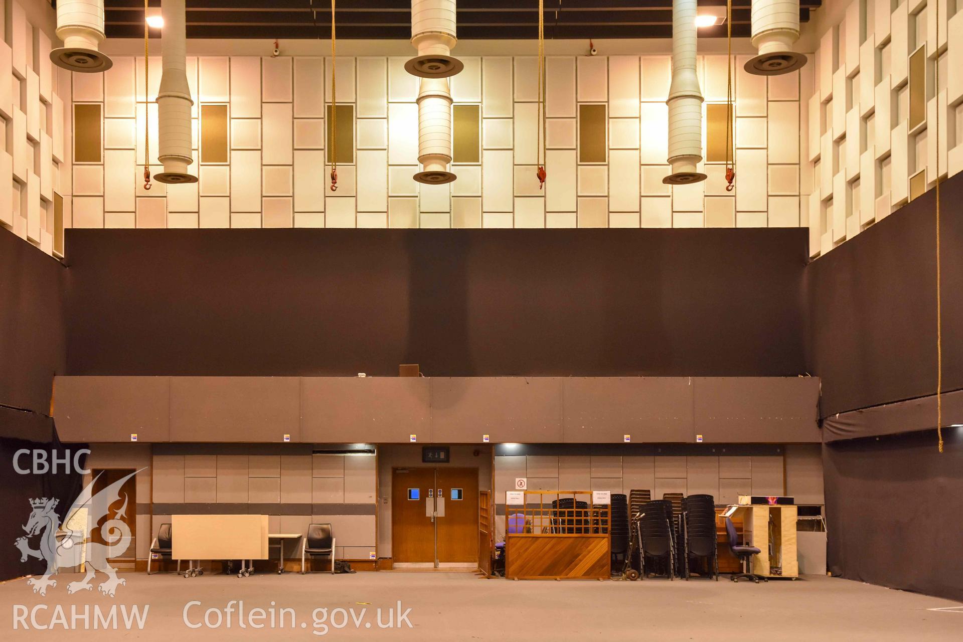 BBC Broadcasting House - Interior, Radio Studio 1: View towards the entrance of the studio, taken from West