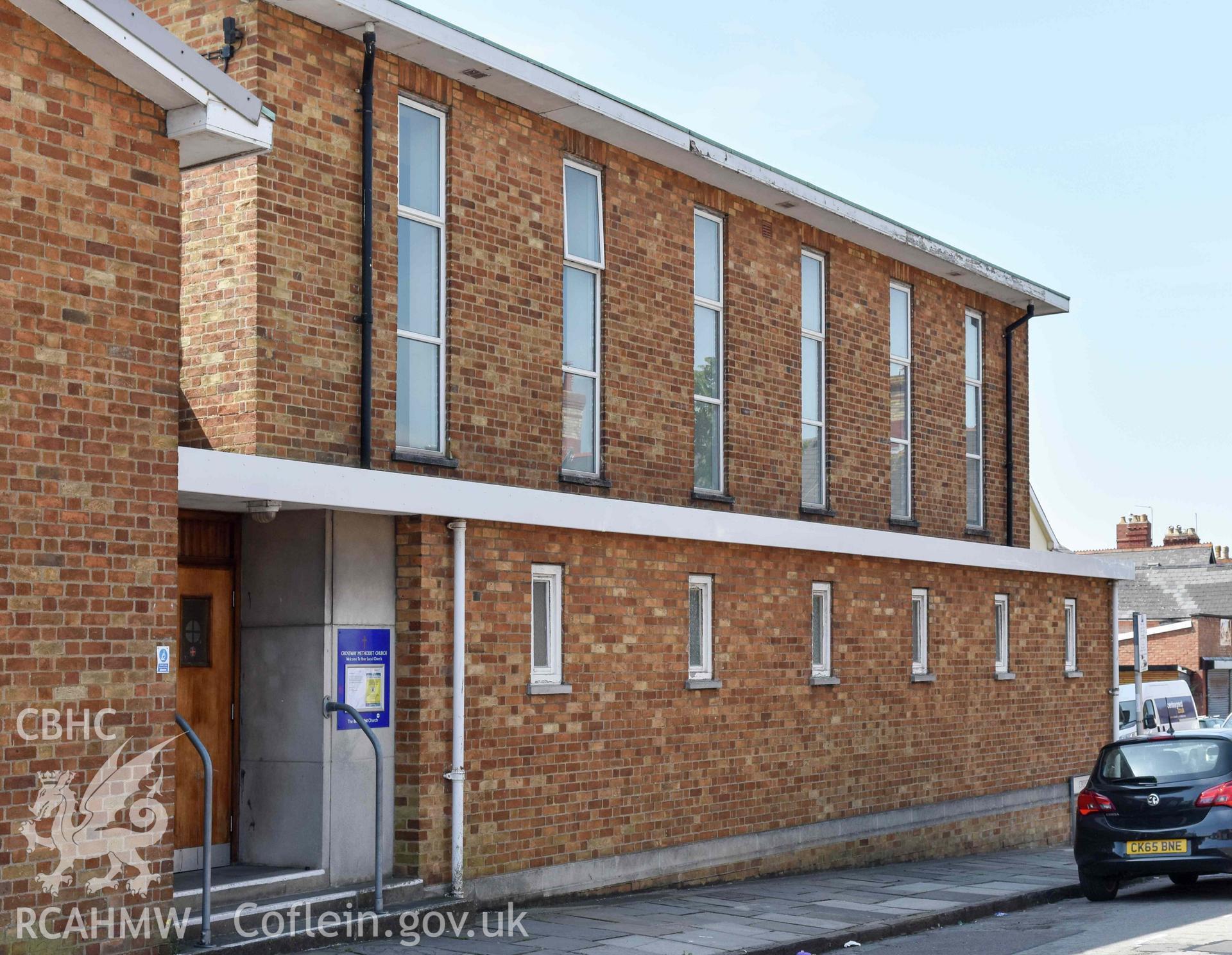 Crossway Methodist Church, exterior 3/4 view of main chapel from the north-east