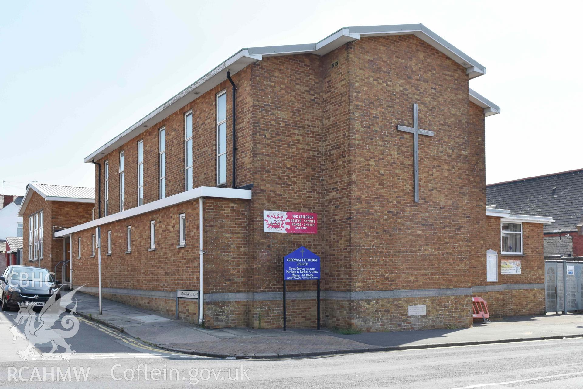Crossway Methodist Church, exterior 3/4 view from the north-west