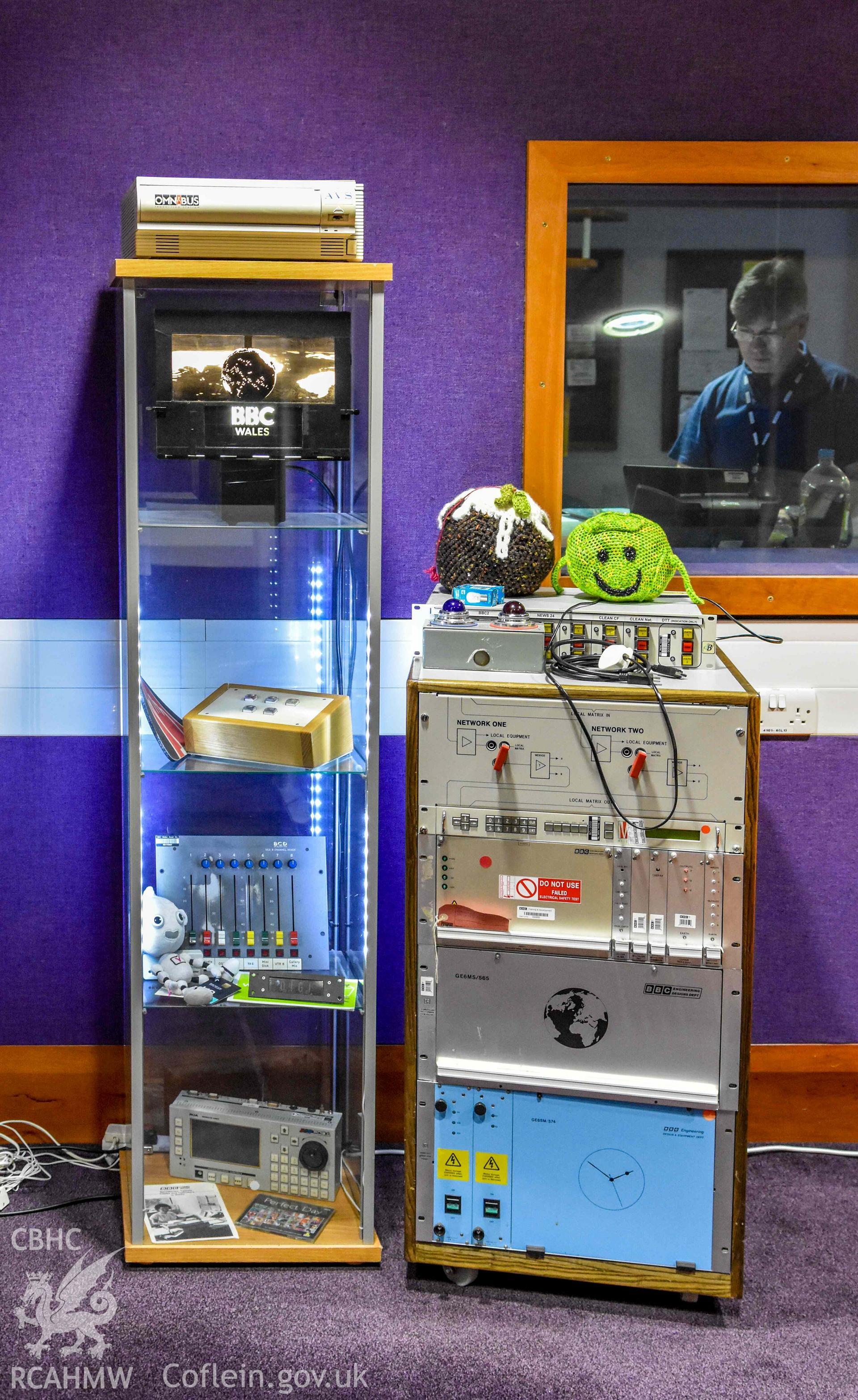 BBC Broadcasting House - Interior, TV Presentation - Break Room: View of a display cabinet and an electricity cabinet, taken from West