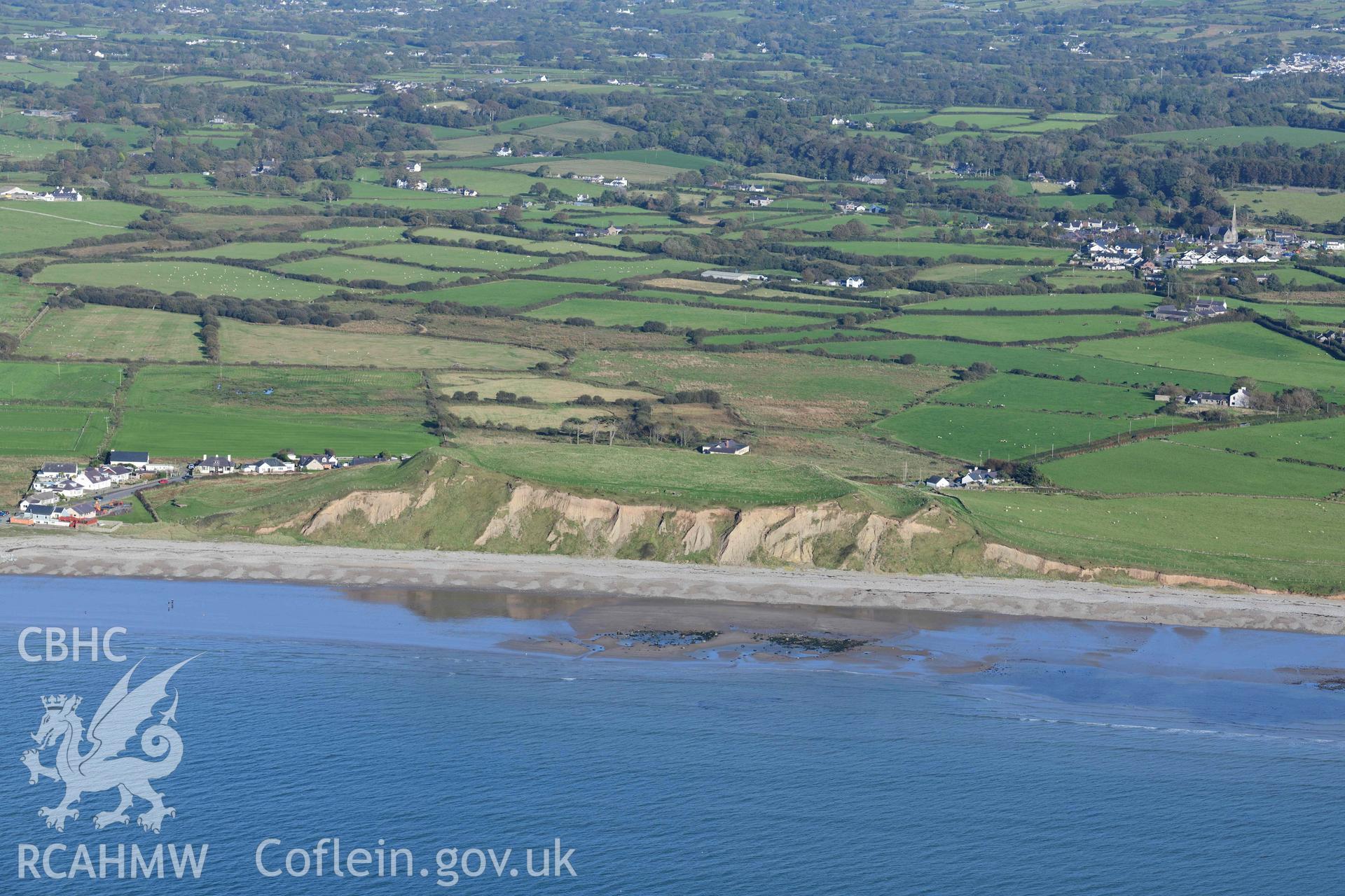 Dinas Dinlle hillfort, with foreshore reflections, view from west