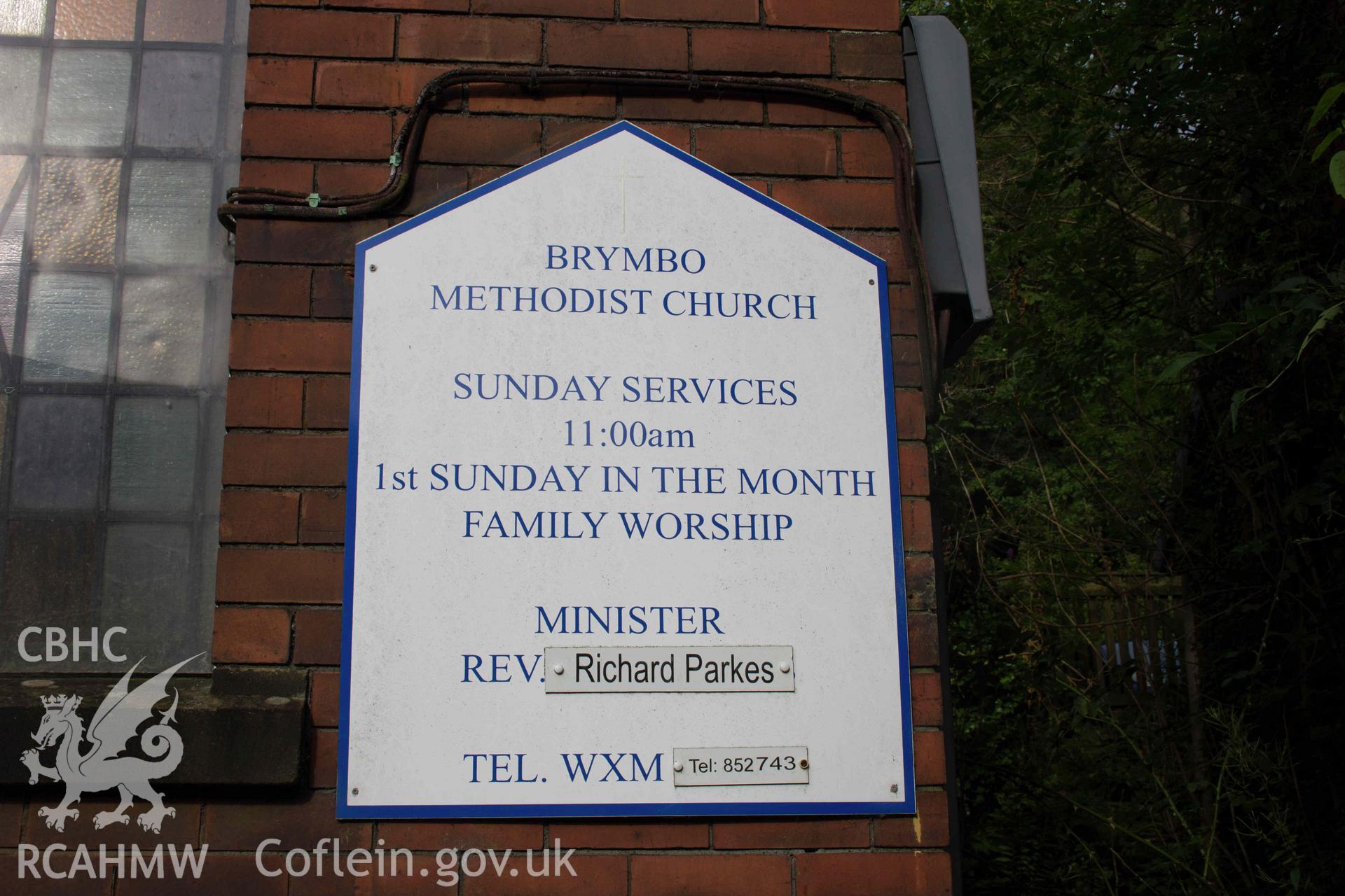 Photograph from a Level 3 Building Survey of Brymbo English Wesleyan Methodist Chapel, Mount Sion, High Street, Brymbo, carried out by Aeon Archaeology in 2024. Project Code: A0496.1.