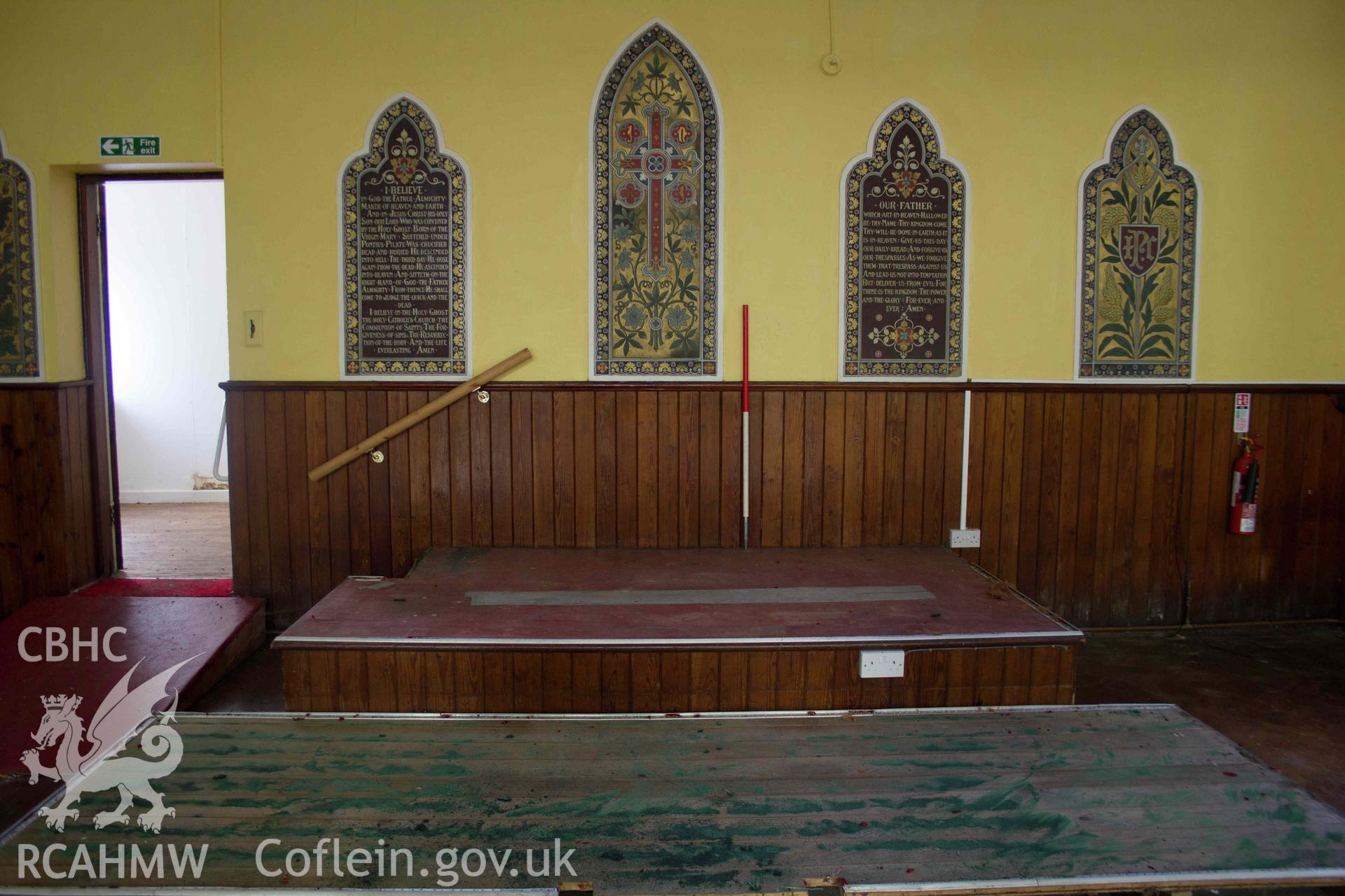 Photograph from a Level 3 Building Survey of Brymbo English Wesleyan Methodist Chapel, Mount Sion, High Street, Brymbo, carried out by Aeon Archaeology in 2024. Project Code: A0496.1.