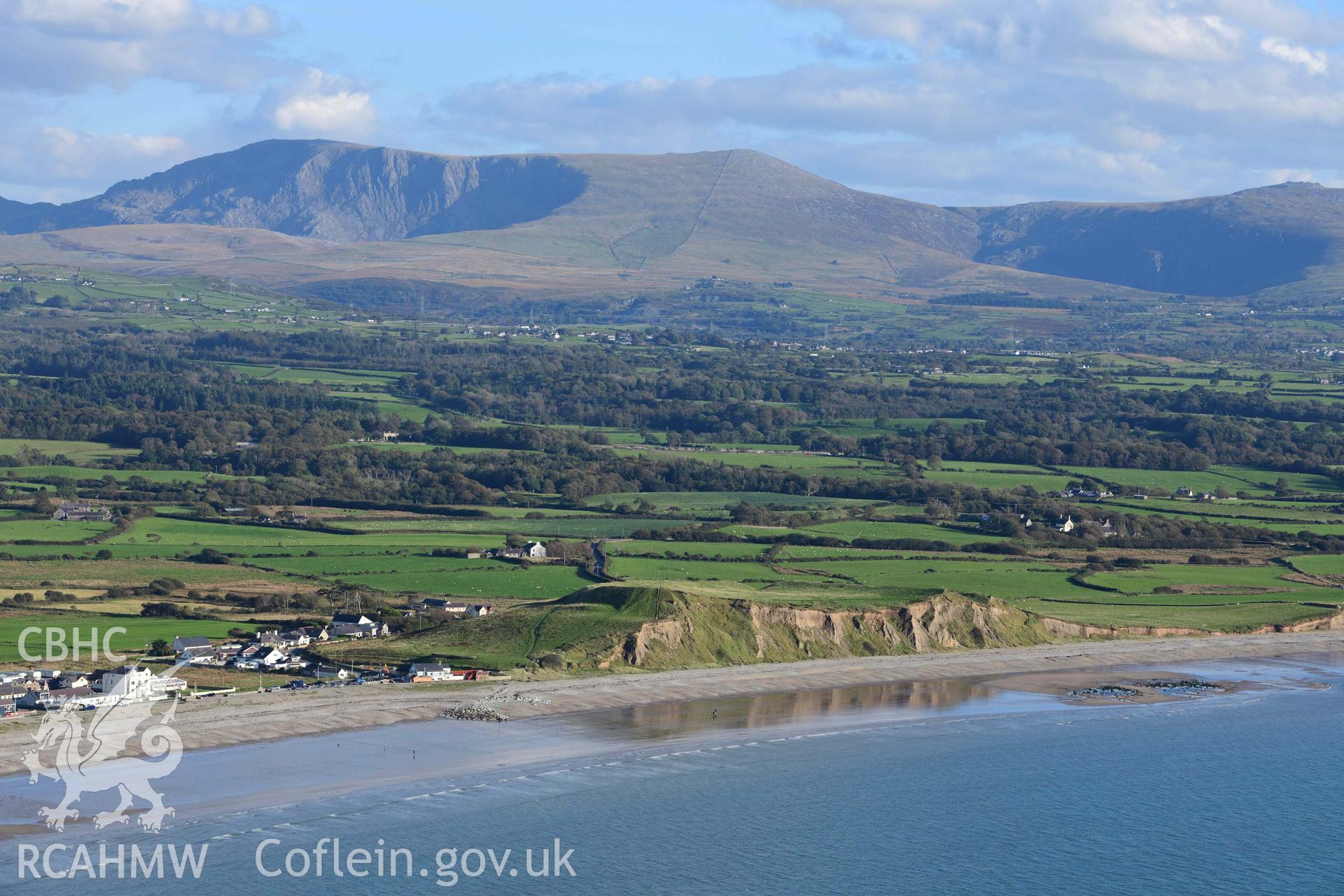 Dinas Dinlle hillfort, with foreshore reflections, view from NW