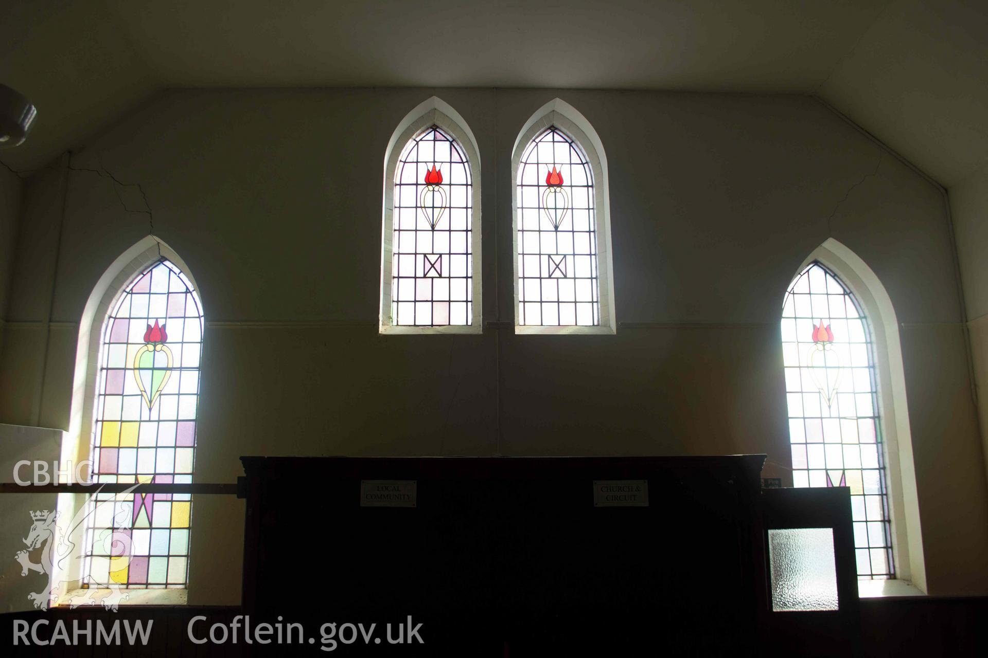 Photograph from a Level 3 Building Survey of Brymbo English Wesleyan Methodist Chapel, Mount Sion, High Street, Brymbo, carried out by Aeon Archaeology in 2024. Project Code: A0496.1.