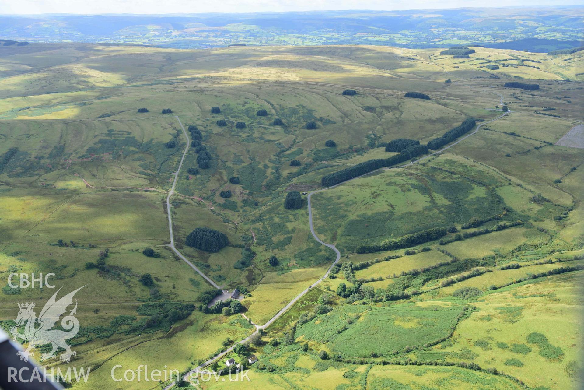 Disgwylfa Visitor Centre, Pentre Dolau Honddu, high view from south-east