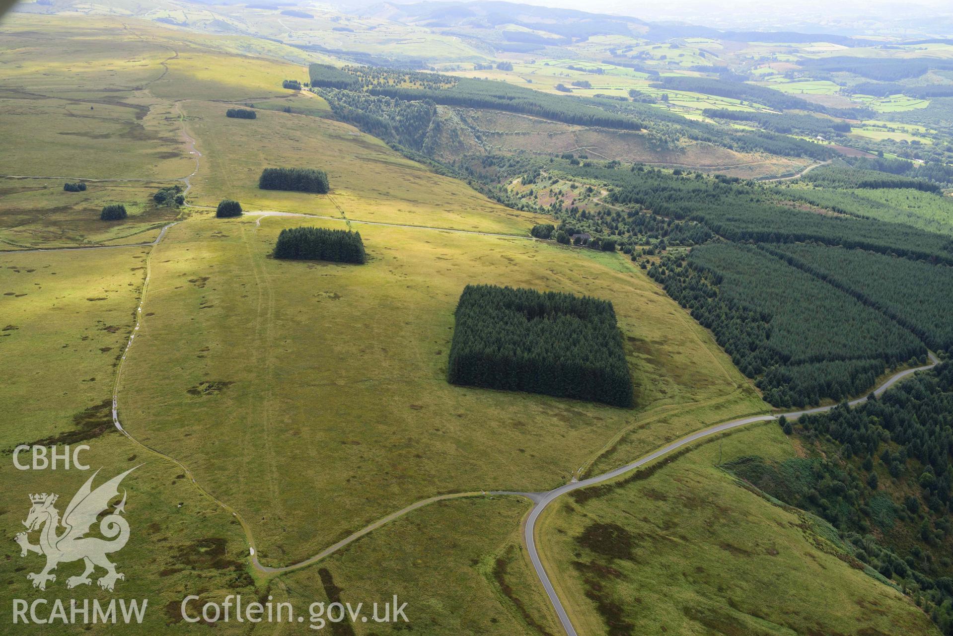 Tri Chrugiau, Bronze Age barrows, view south-west from western barrow