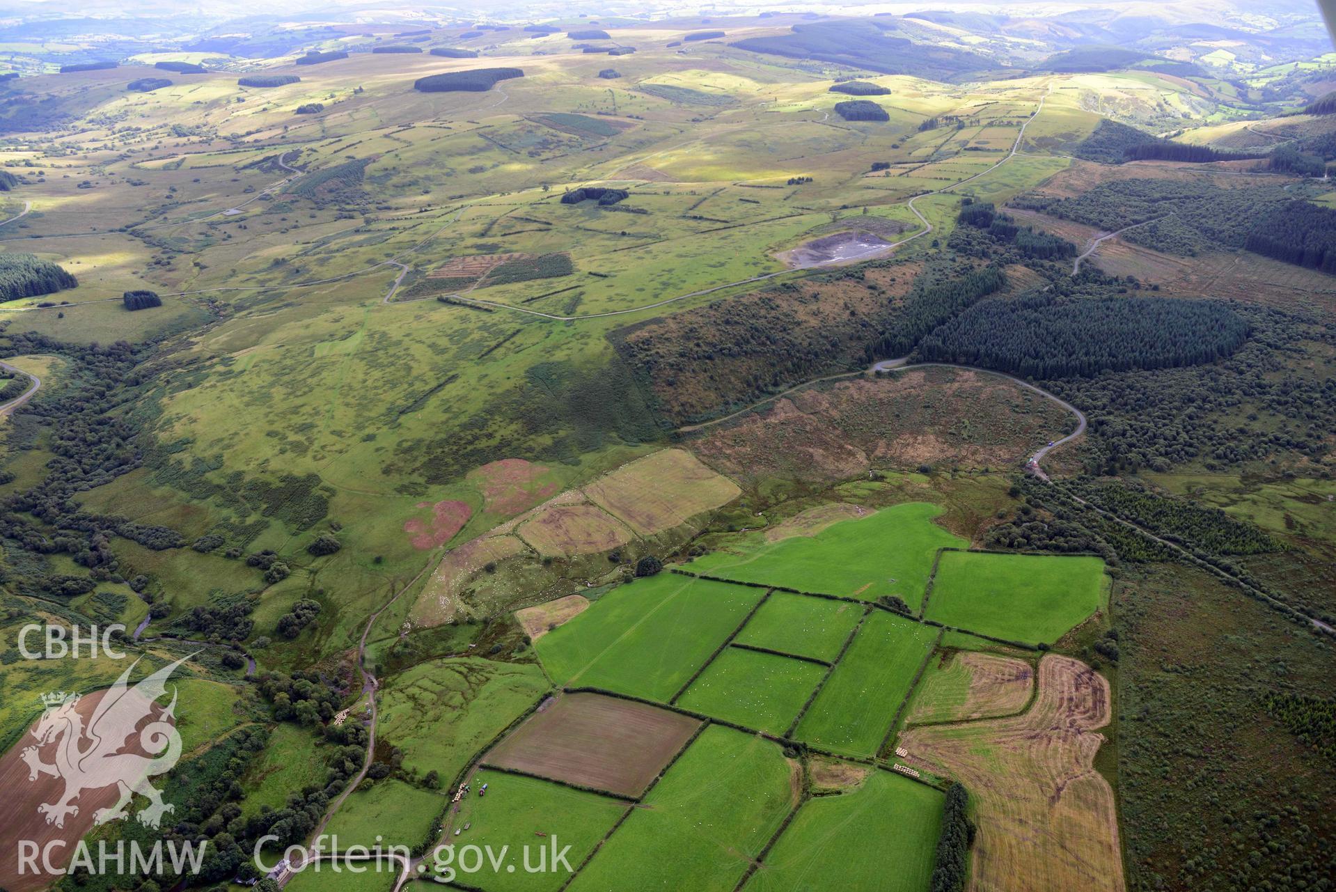 Caerau, Tirabad, Roman fort.  Landscape from north looking towards Gardiners Hill Roman camp