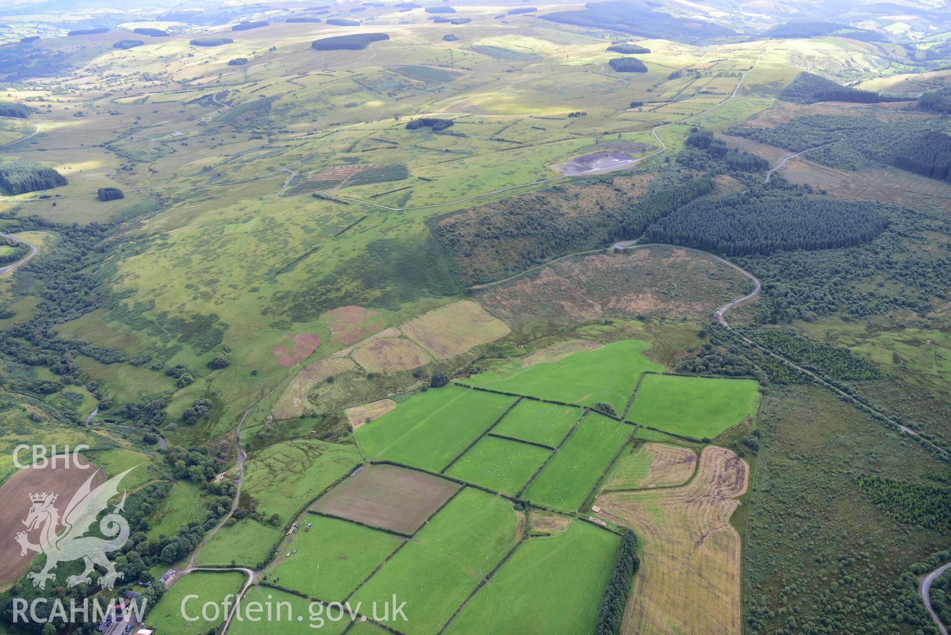 Caerau, Tirabad, Roman fort.  Landscape from north looking towards Gardiners Hill Roman camp