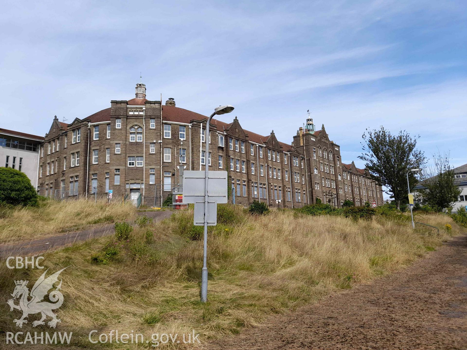 Exterior looking north-east. Photograph from an Archaeological Level 3 Building Recording for The Former Women’s Training College, UWSTD Townhill Campus, Townhill Road, Swansea. Dated 2021. Project: AW2915.