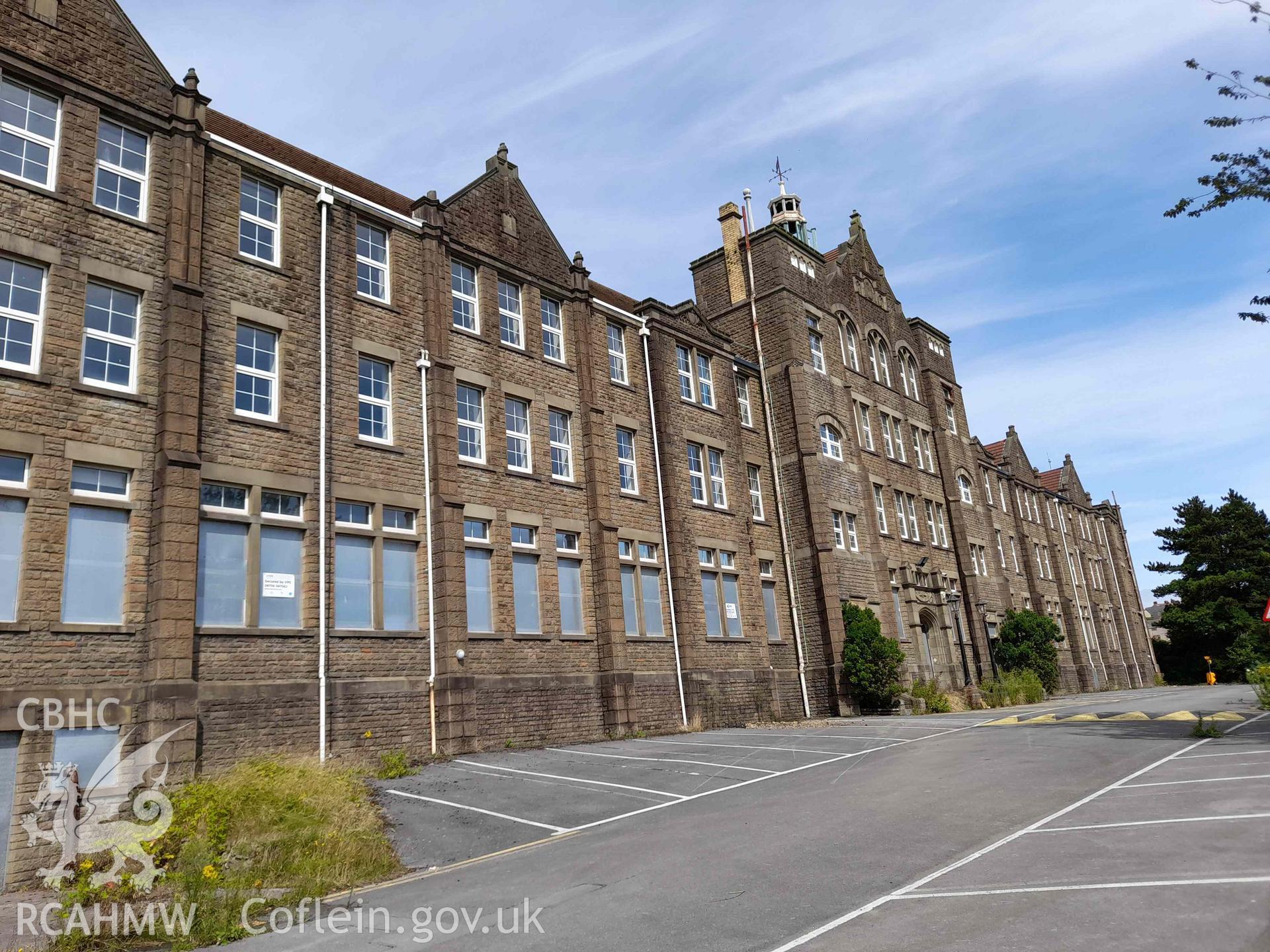 Front elevation, looking north-east. Photograph from an Archaeological Level 3 Building Recording for The Former Women’s Training College, UWSTD Townhill Campus, Townhill Road, Swansea. Dated 2021. Project: AW2915.