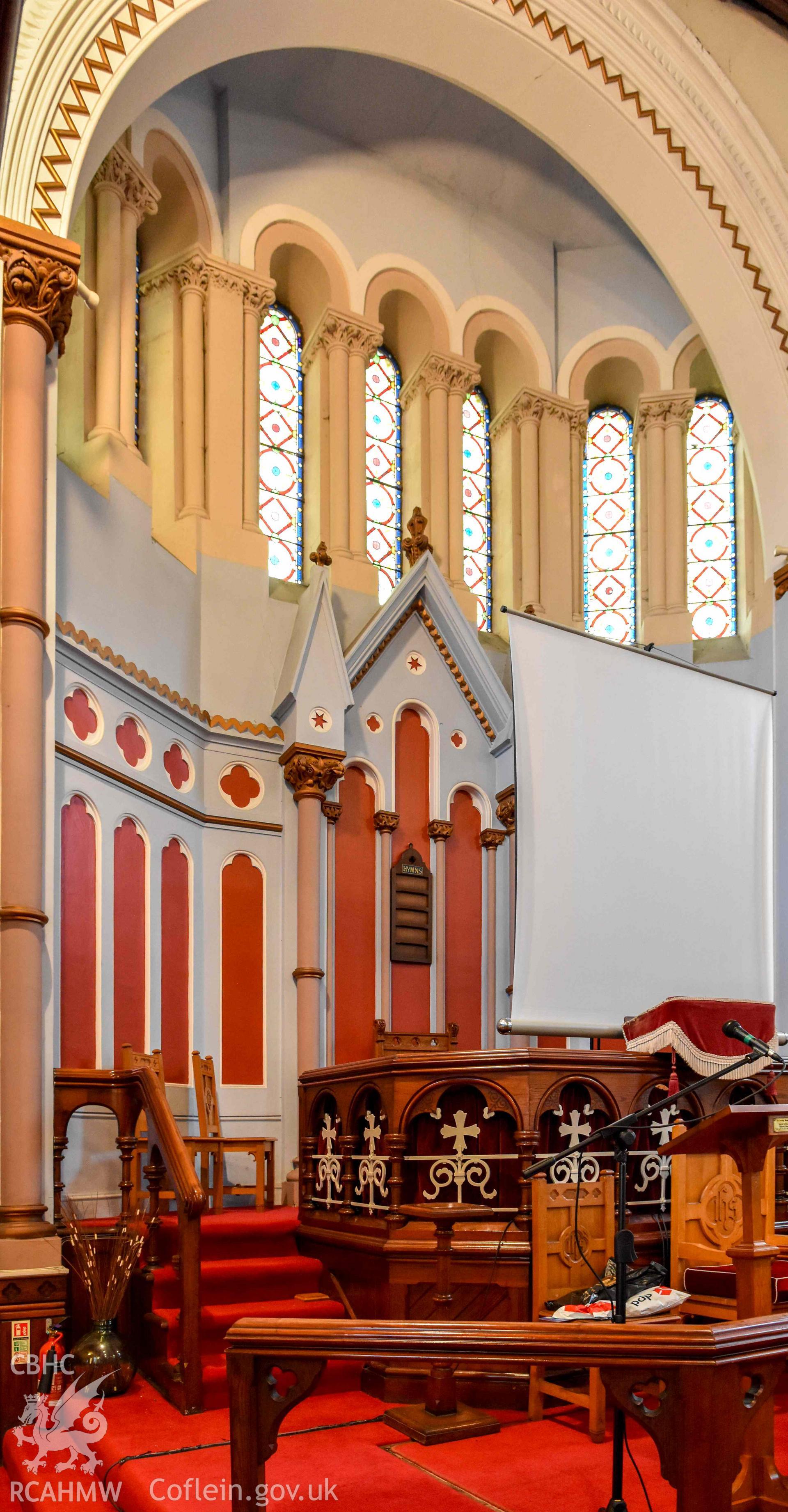Bethesda English Baptist Church - View of the pulpit and chancel, taken from North-West