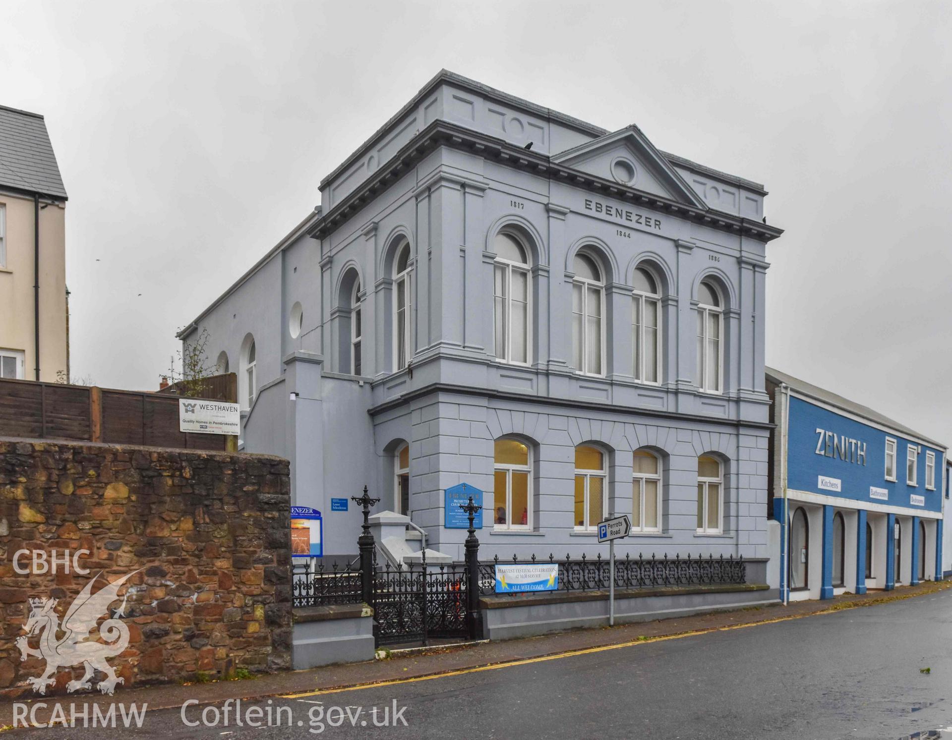 Ebenezer Calvinistic Methodist Chapel - View of the front and side of the church, taken from East