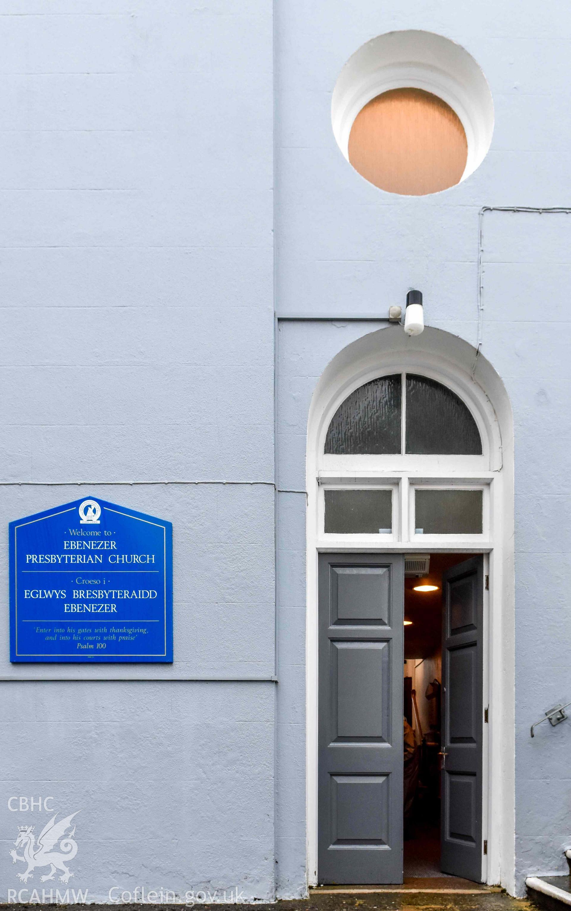 Ebenezer Calvinistic Methodist Chapel - View of the entrance to the church, taken from South-East