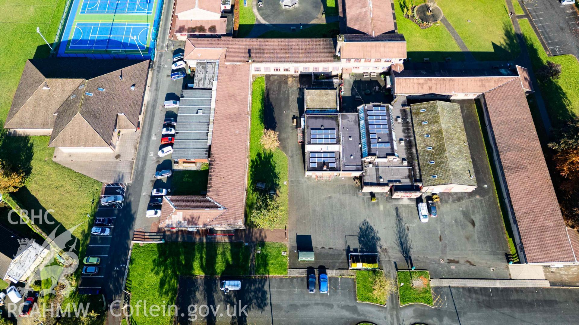 Oblique aerial view of Llandidloes High School south range