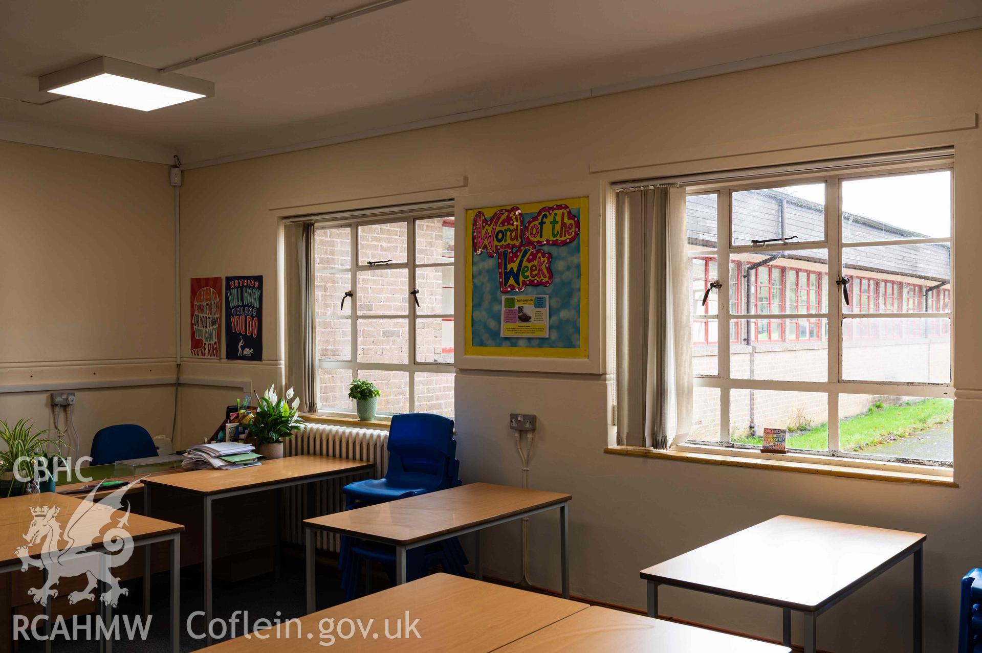 South east wing, view from office windows to English department range, looking south