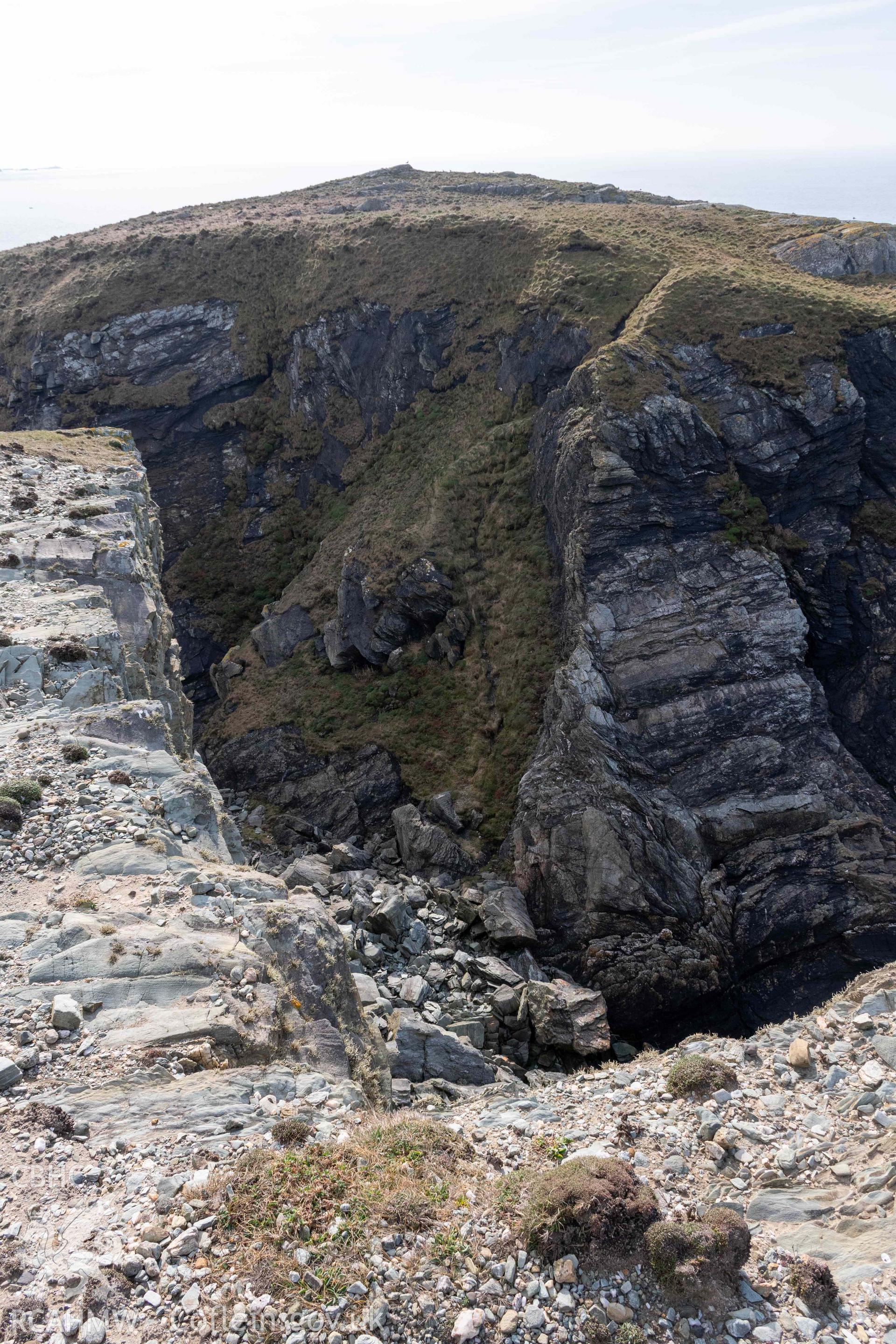 Dinas Coastal Promontory Fort. View from the northeast.