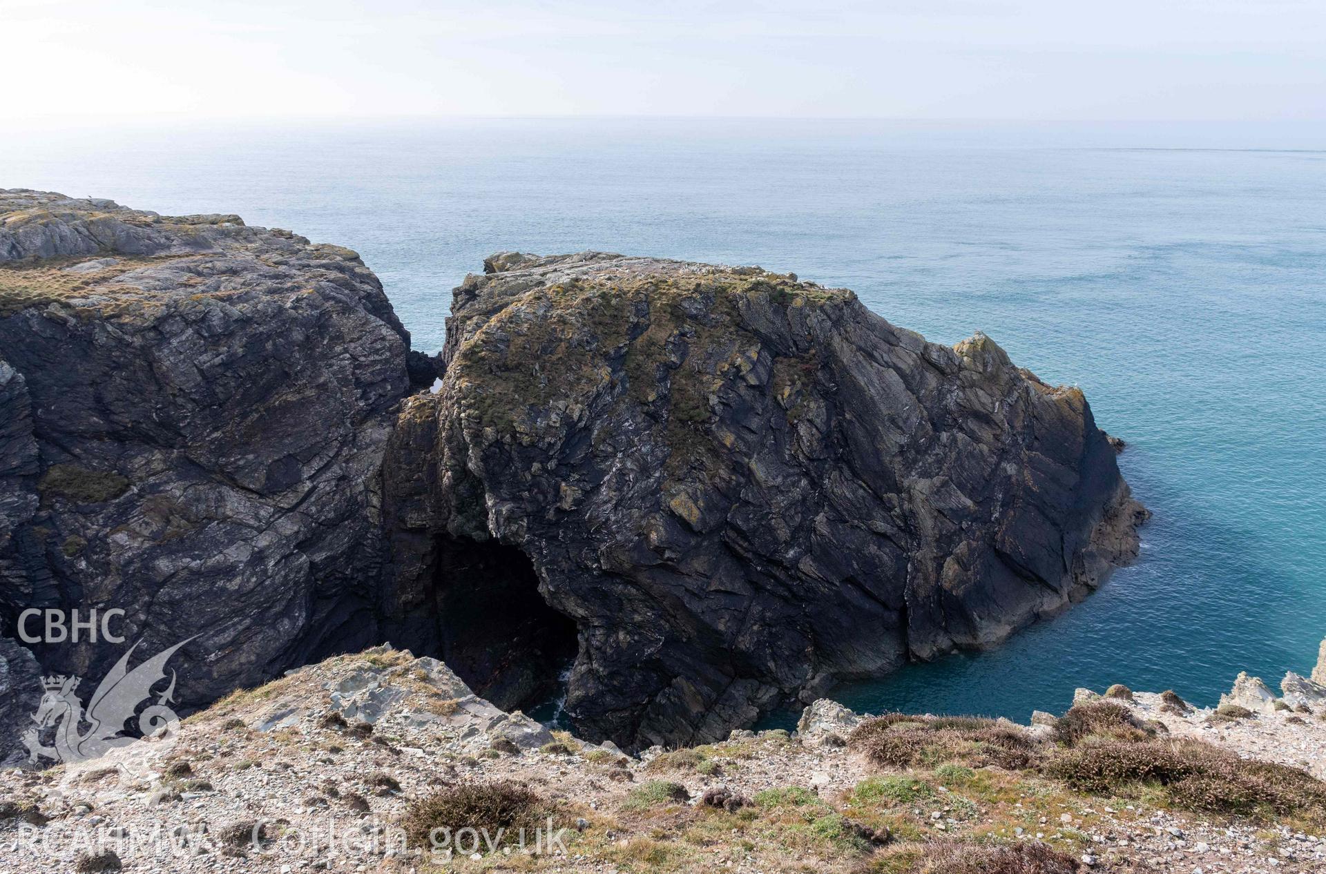 Dinas Coastal Promontory Fort, western end. View from the north.