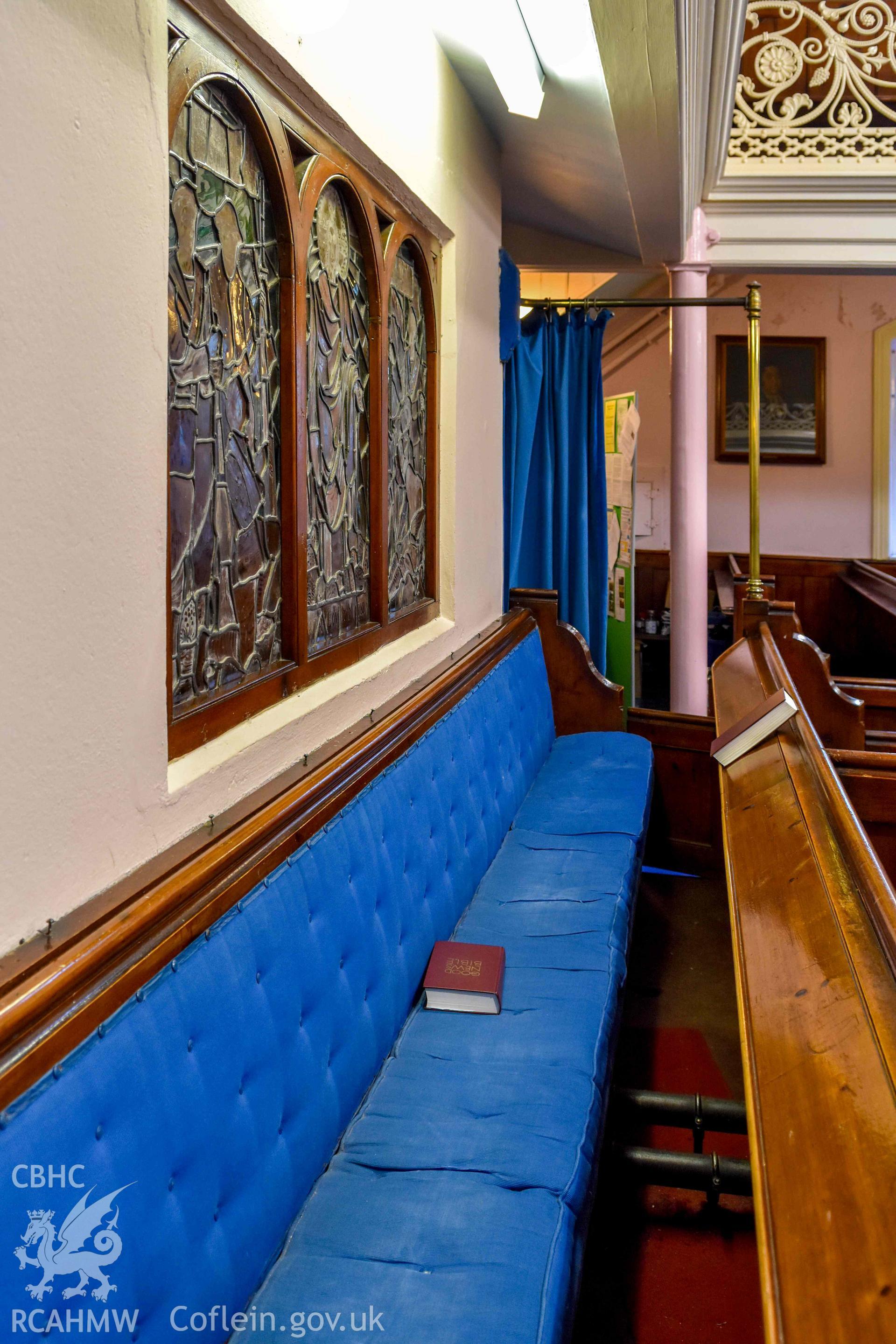 Tabernacle English Congregational Church - View of a pew adjacent to the foyer, taken from North