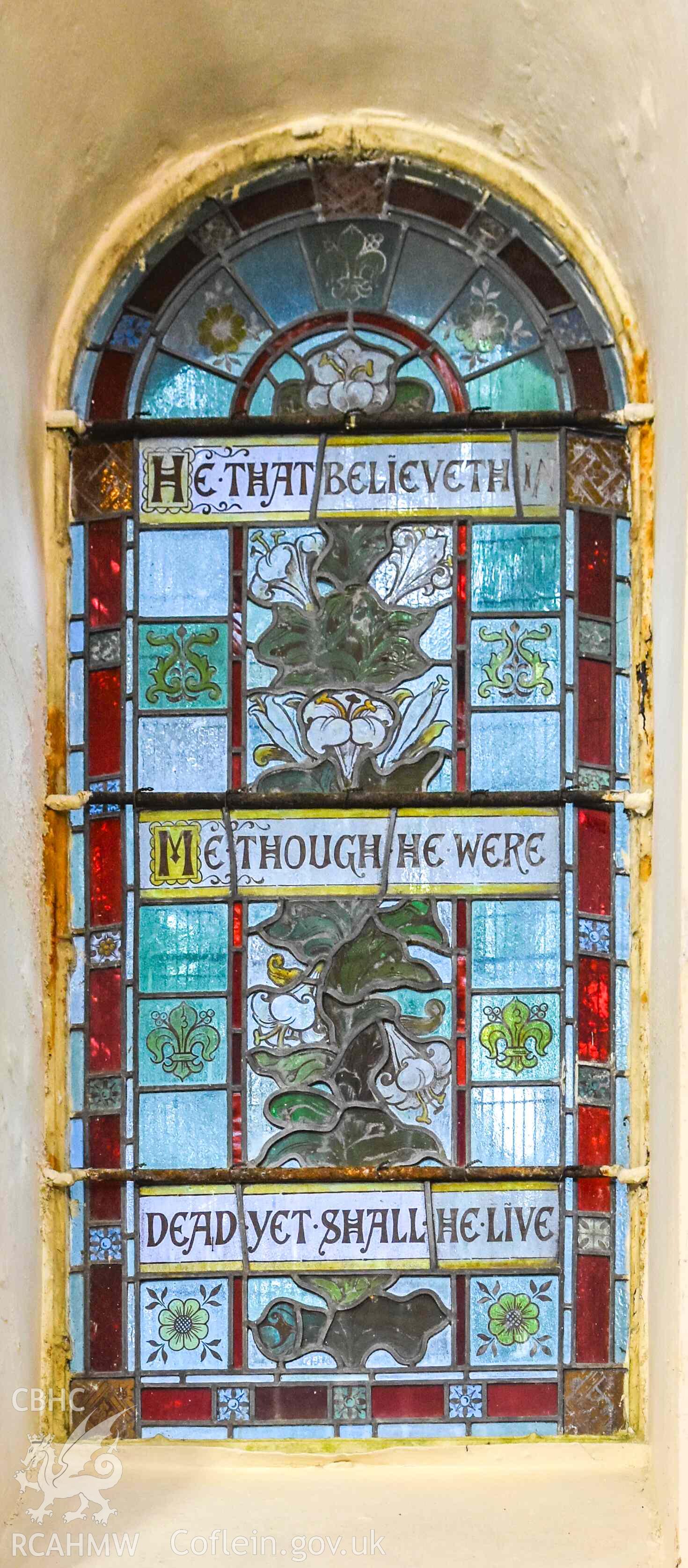 Tabernacle English Congregational Church - Detailed view of a stained-glass window