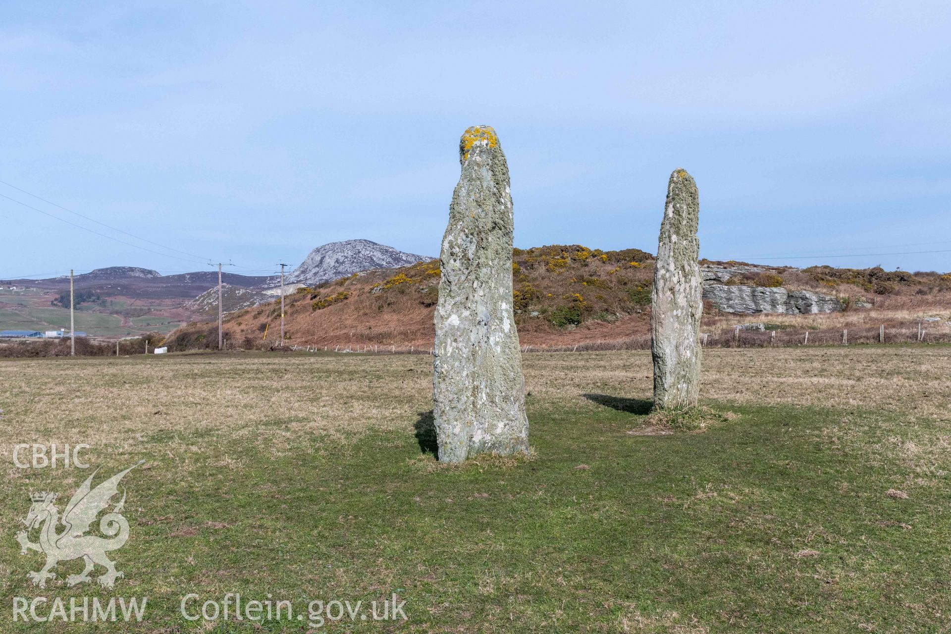 Penrhosfeilw Standing Stone from the south.