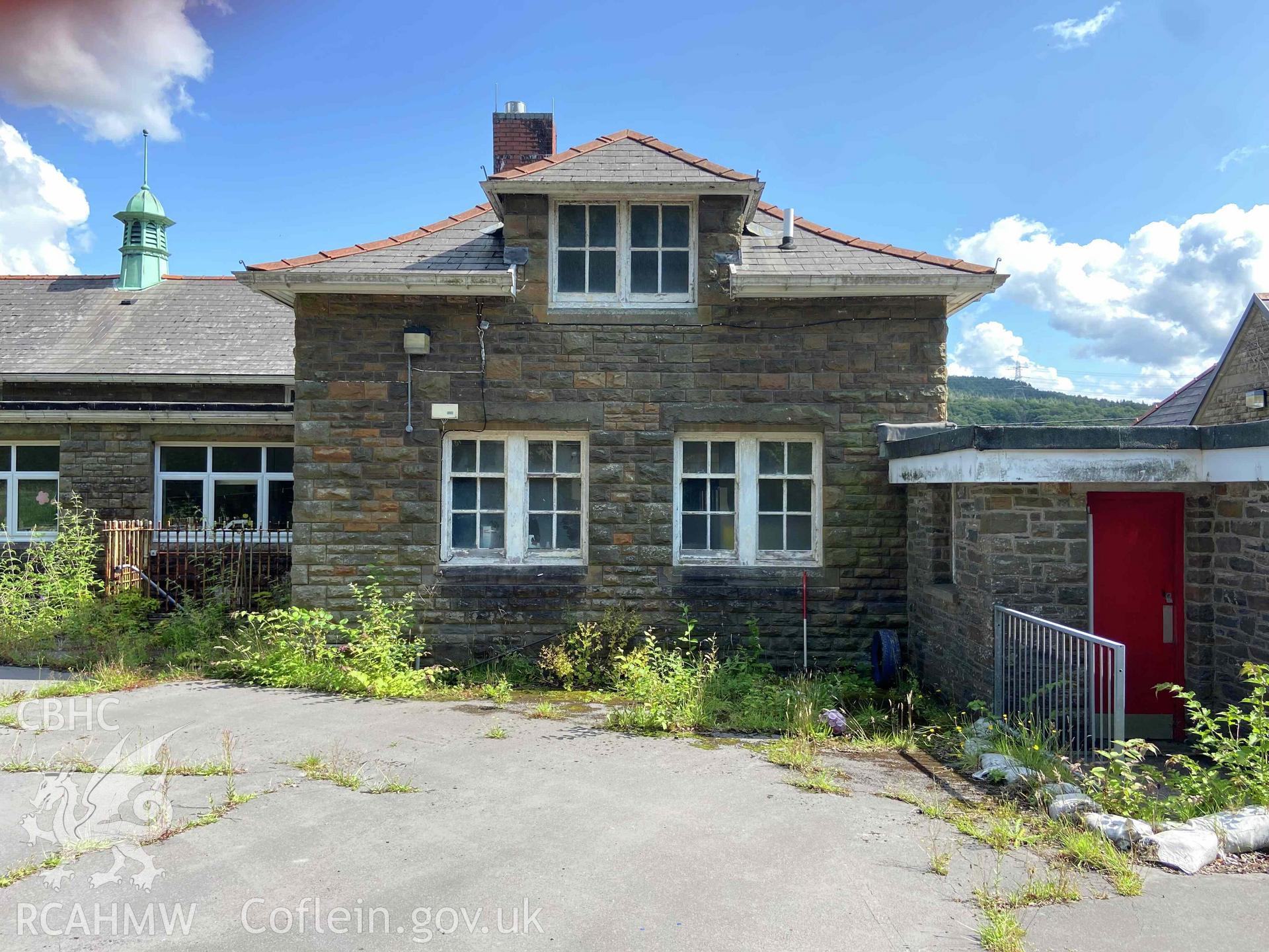 Photograph showing Junior Block, view so-east. from a Level 2 Building Recording for Godre’rgraig Primary School, Godre’rgraig, Swansea. Dated 2023. Project: AW3096.