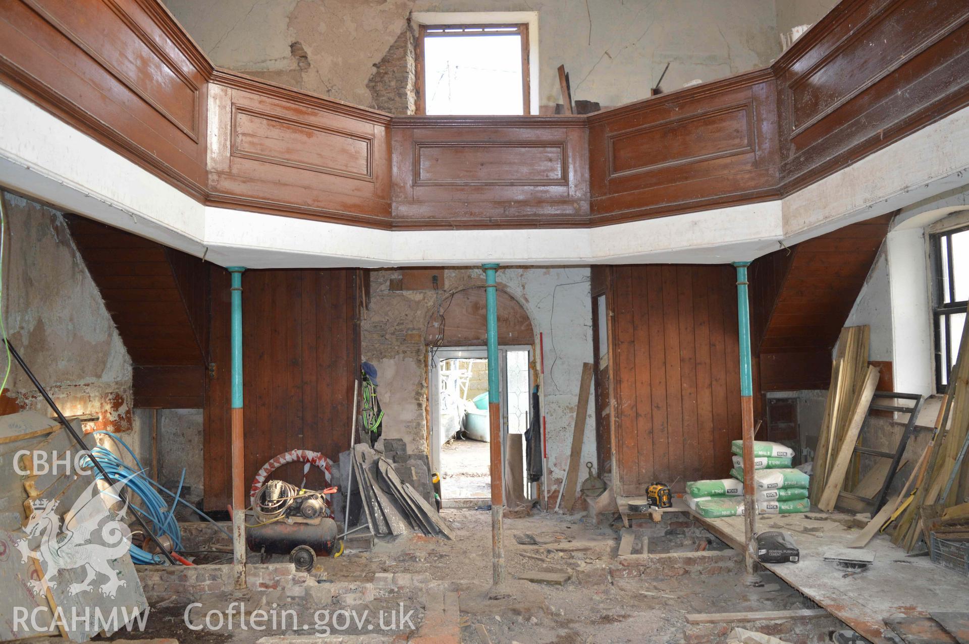Photograph from a Level 2 Historic Building Recording of Mount Gilead Chapel, Holywell, carried out by Heneb in 2024. Project 2745.