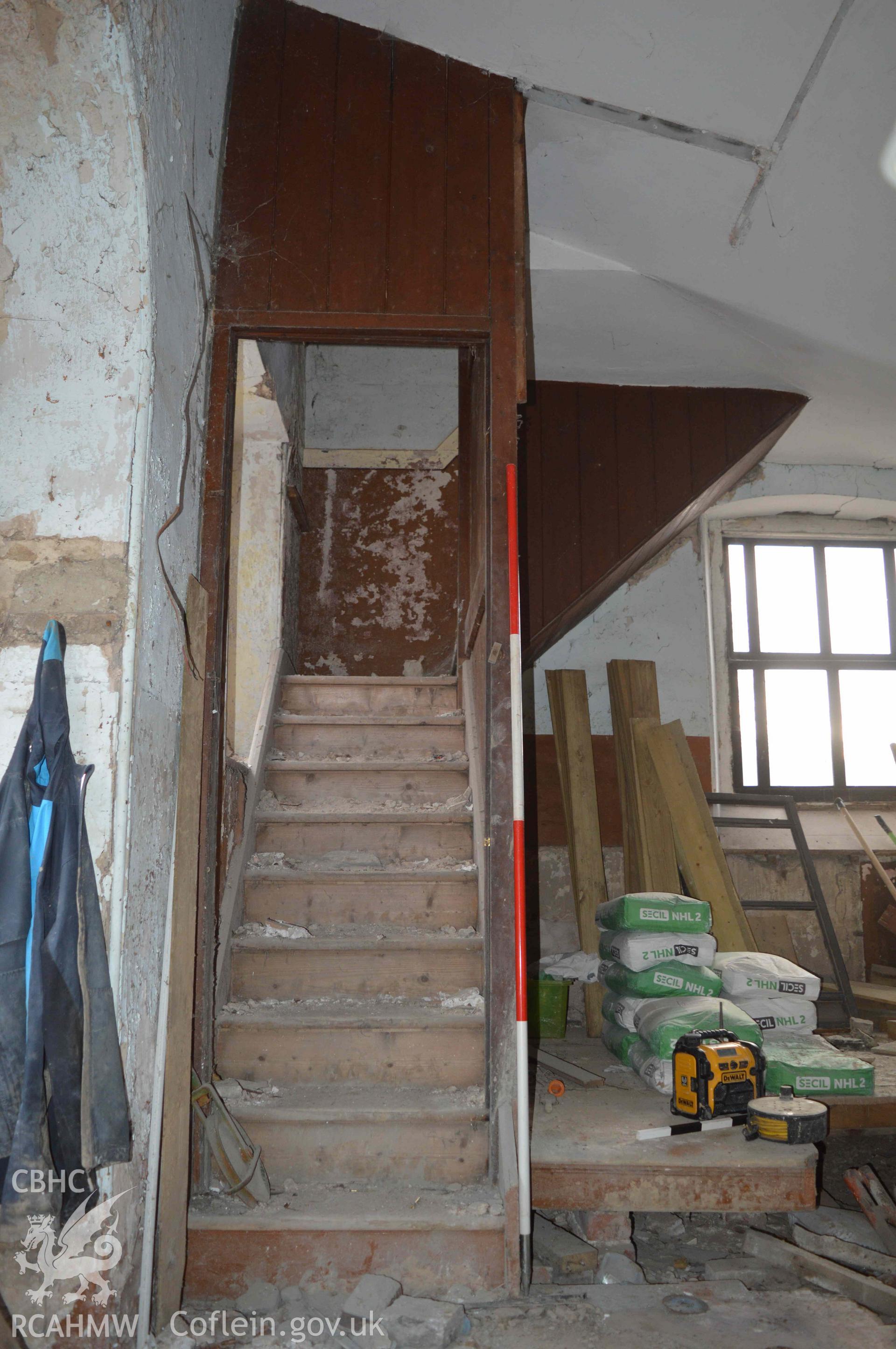 Photograph from a Level 2 Historic Building Recording of Mount Gilead Chapel, Holywell, carried out by Heneb in 2024. Project 2745.