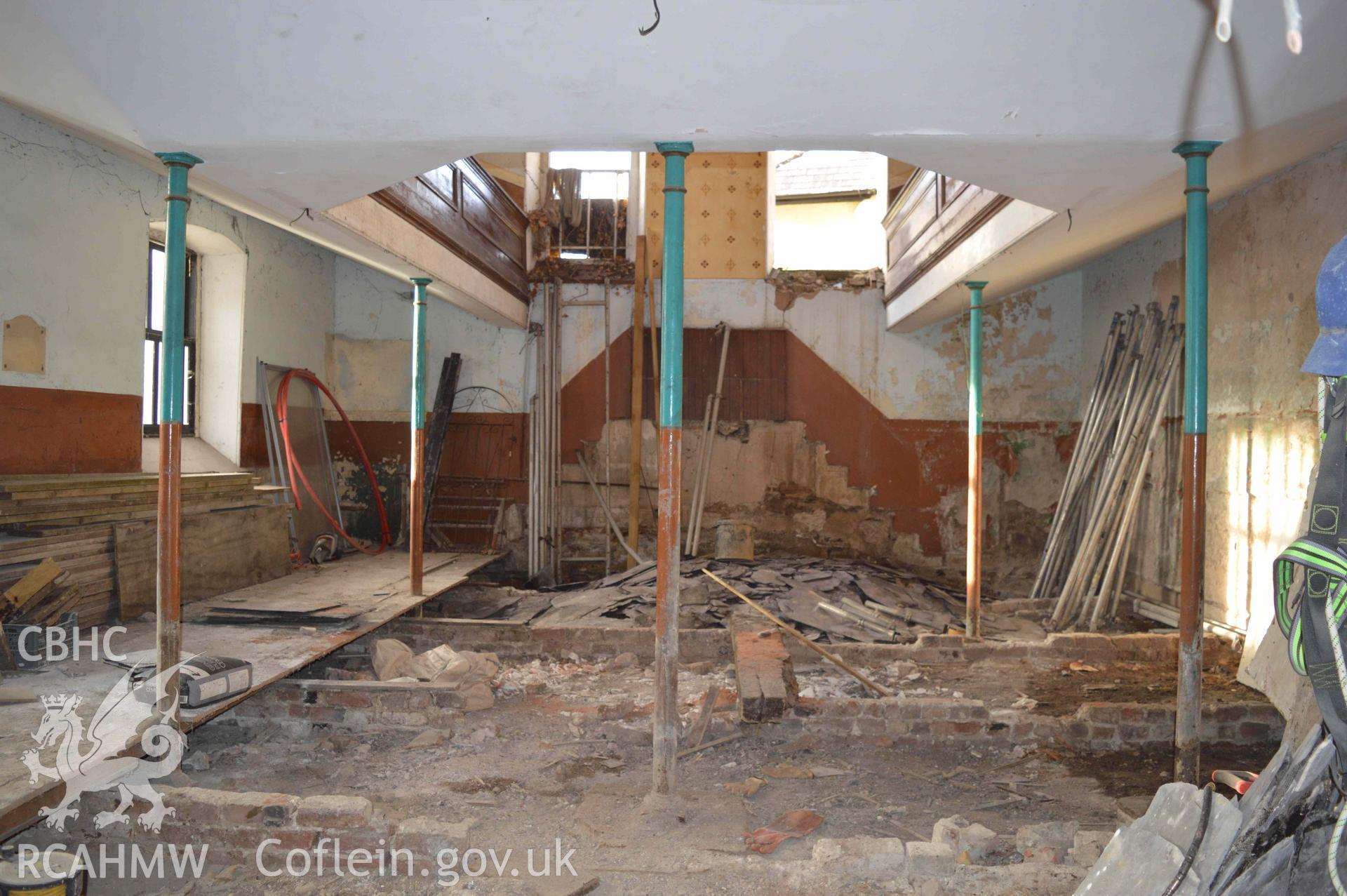 Photograph from a Level 2 Historic Building Recording of Mount Gilead Chapel, Holywell, carried out by Heneb in 2024. Project 2745.