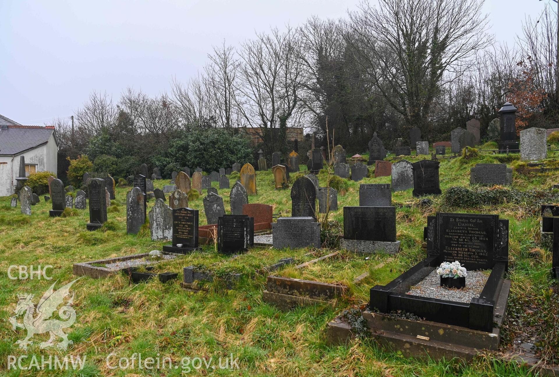 Seion Welsh Baptist Chapel - View of a portion of the graveyard, taken from South-West
