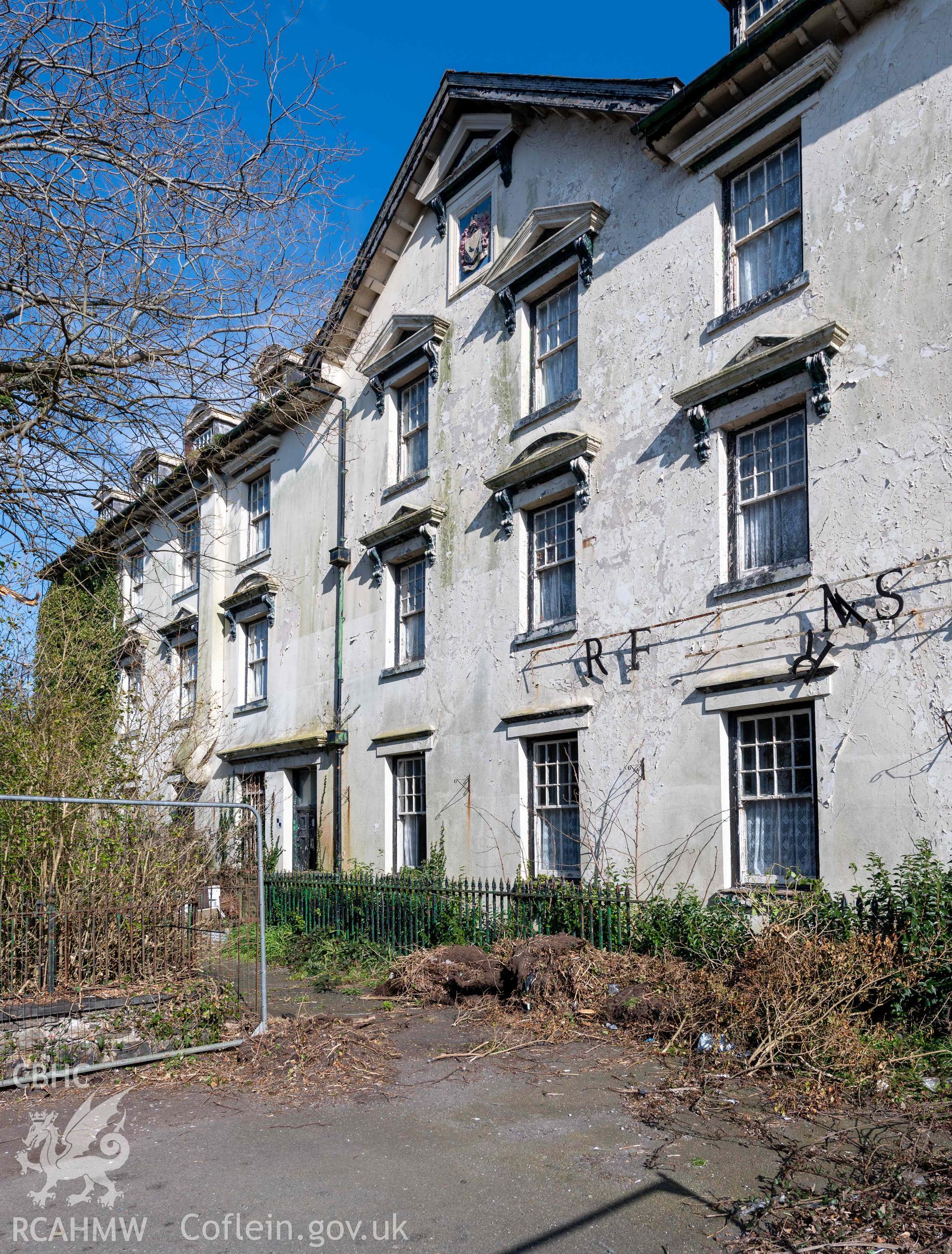 Corbett Arms Hotel, exterior, bays 1-7 of façade from south-west