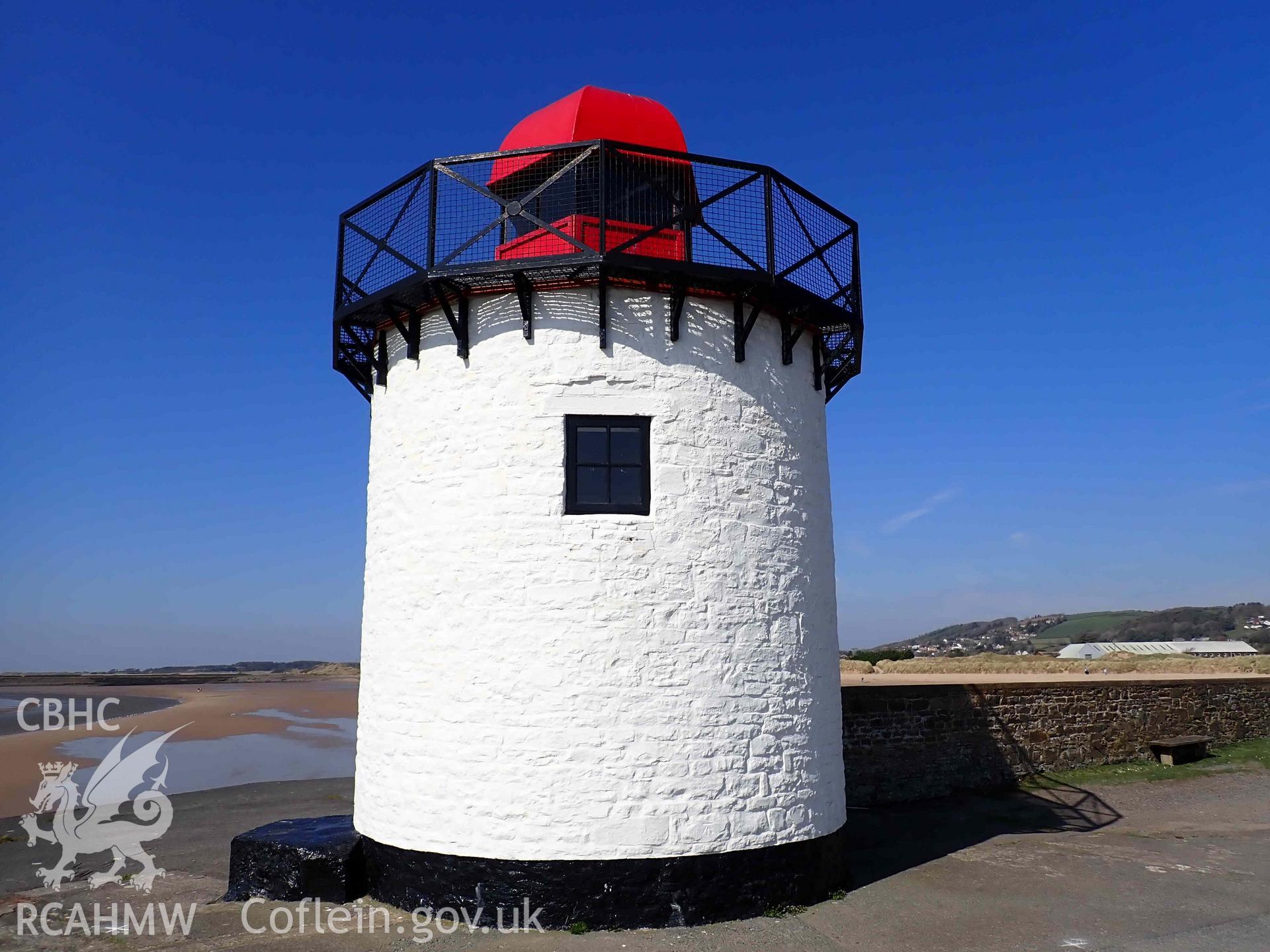 Ground-level view of the eastern side of the Burry Port Lighthouse, on 01/04/2025.