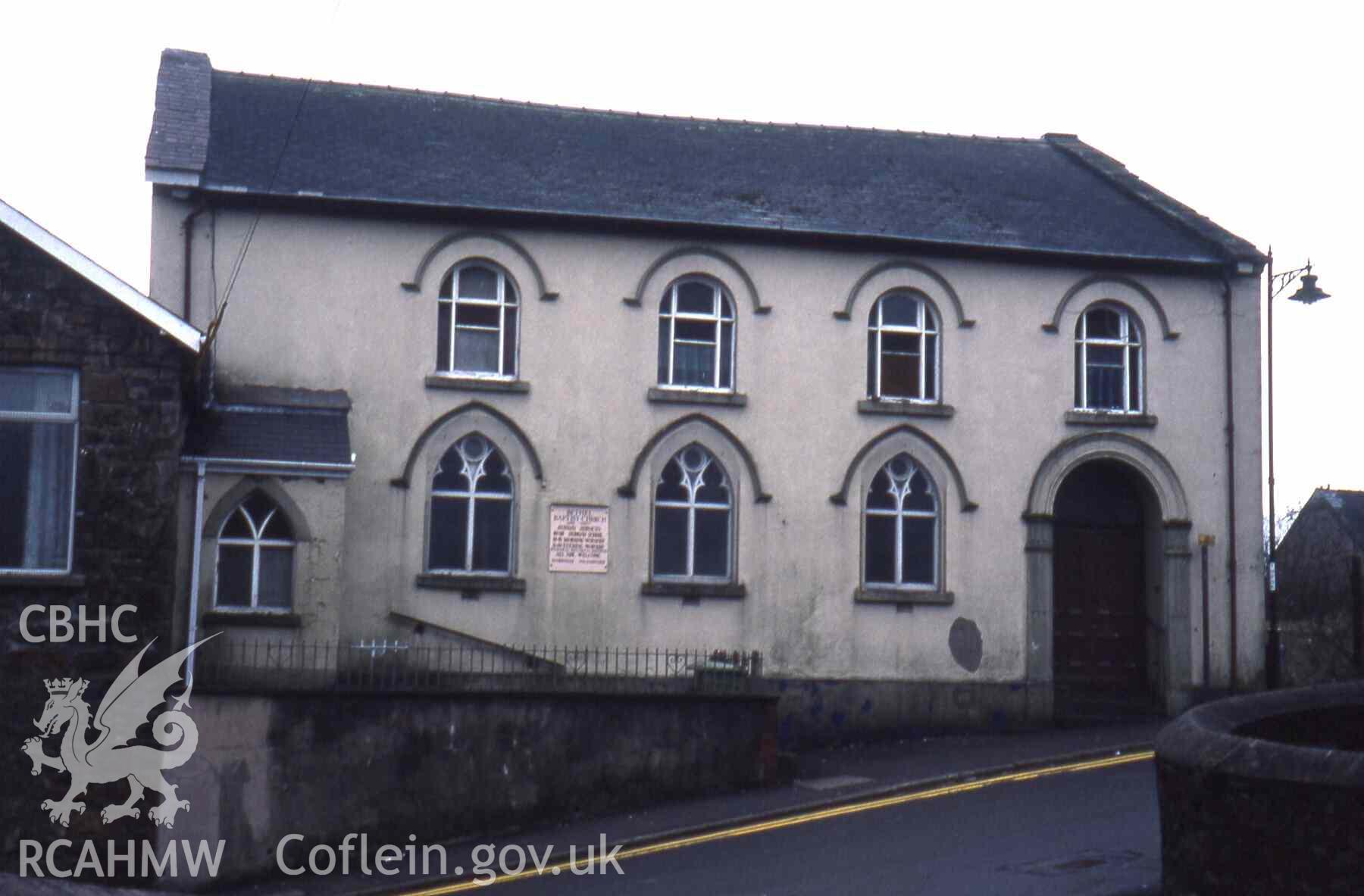 Bethel English Baptist Chapel Blaenavon 2002, simple gothic side façade of 1878