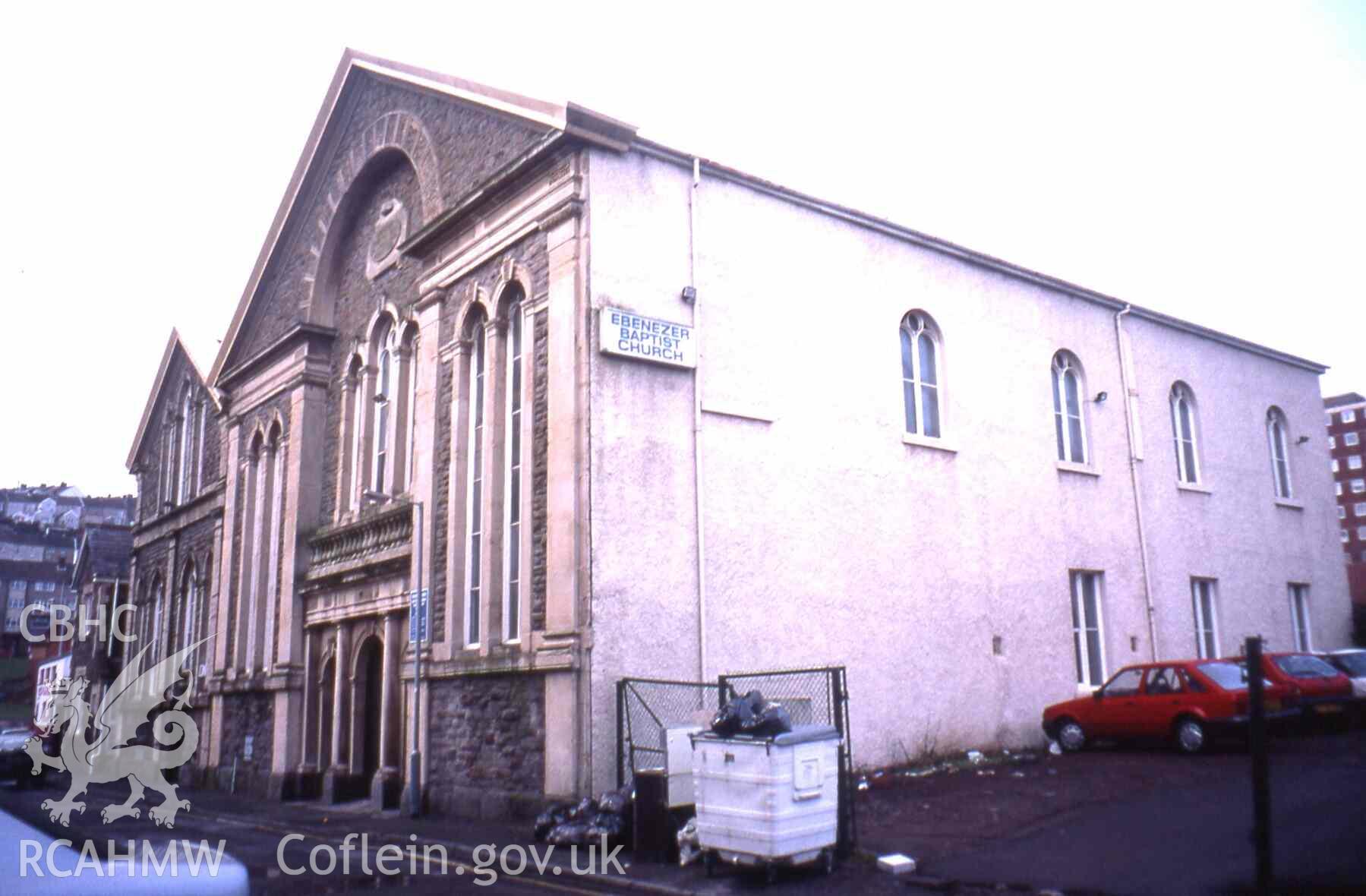 Ebenezer Welsh Independent Chapel triple portal front façade designed by Thomas Thomas in 1862, now English Baptist