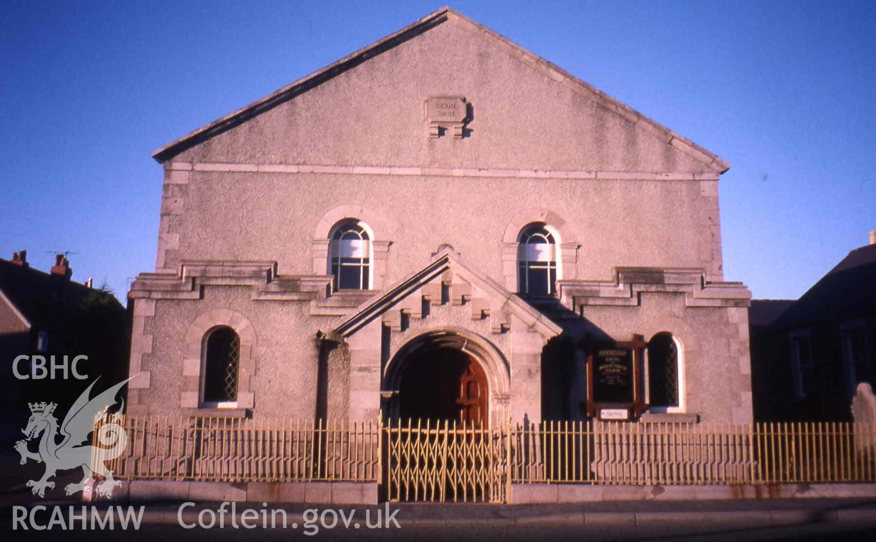Ebeneser Welsh Independent Chapel, Old Colwyn, Upper frontage of 1860 & lower porch of 1881 by Richard Davies