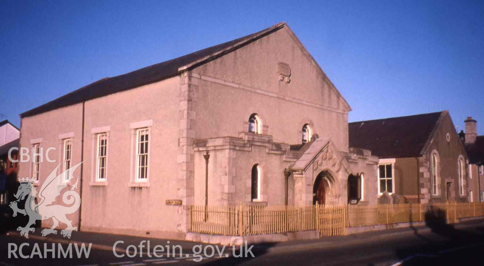 Ebeneser Welsh Independent Chapel, Old Colwyn, Front & side of chapel, probably 1848 at back, chapel still in use, services shared with neighbouring chapel in 2025.