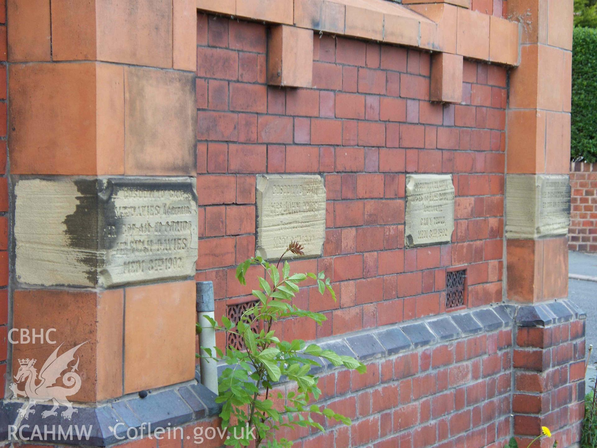 Bryn Seion Welsh Calvinistic Methodist Chapel, Trevor,foundation stones
