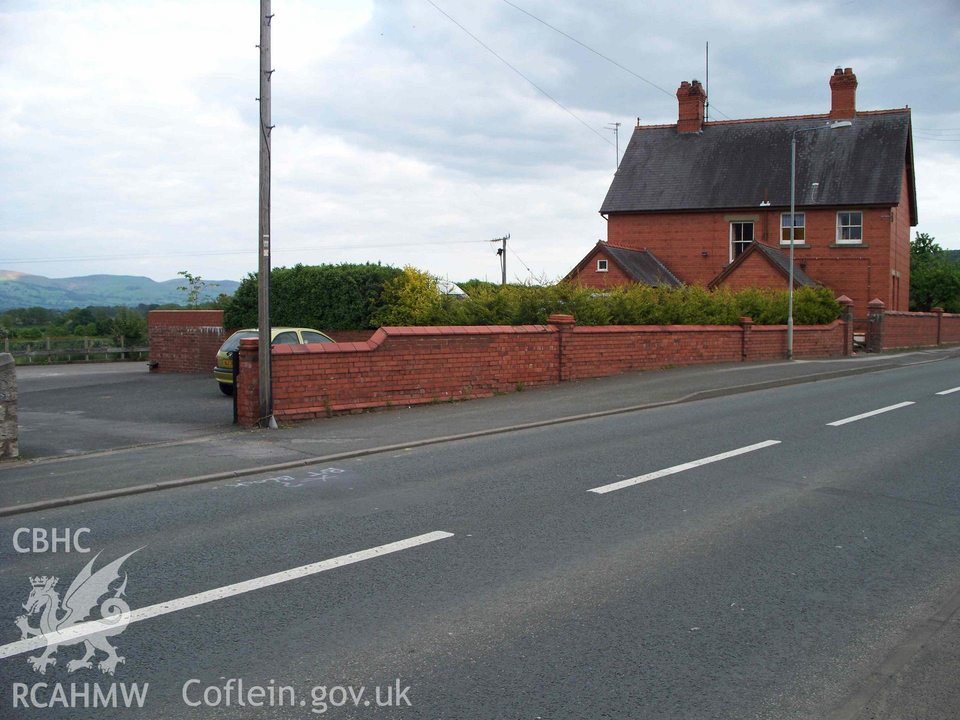Pentre Welsh Calvinistic Methodist Chapel, Pentre, Llanrhaeadr, Ruabon hot red brick wall enclosing manse