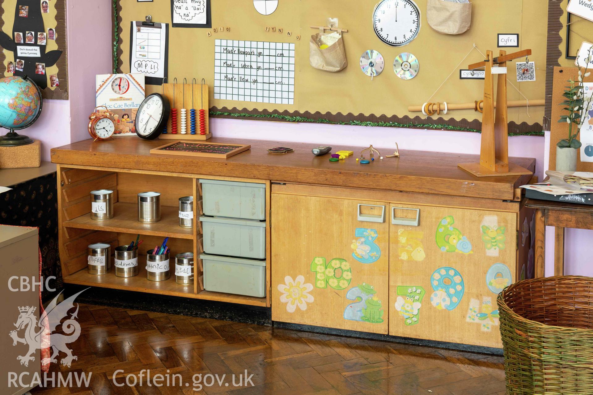 Ysgol Gynradd Beaumaris, classroom (example 3) in southern range , detail of cupboard (see numbered plan 3)